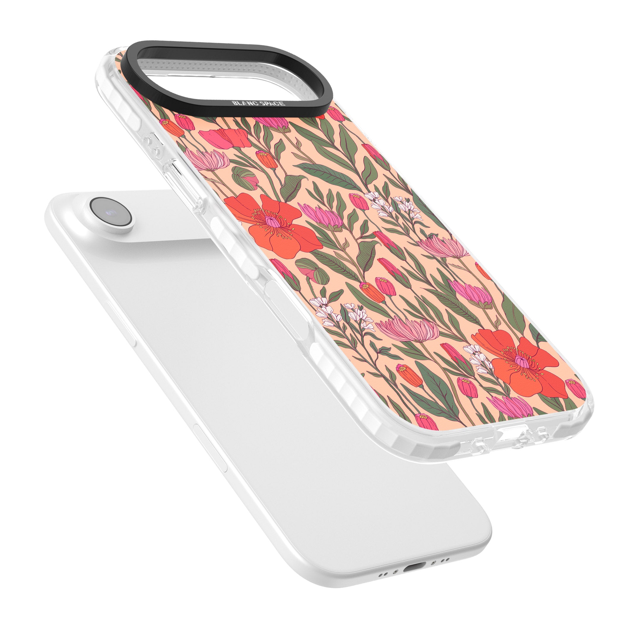 Peachy Floral Background iPhone 17 Air Impact Clear Phone Case Colours