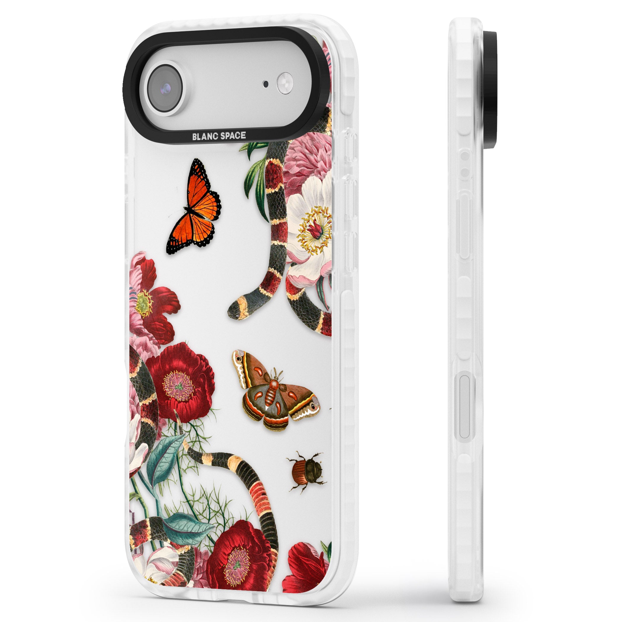 Botanical Snake iPhone 17 Air Impact Clear Phone Case Side Profile