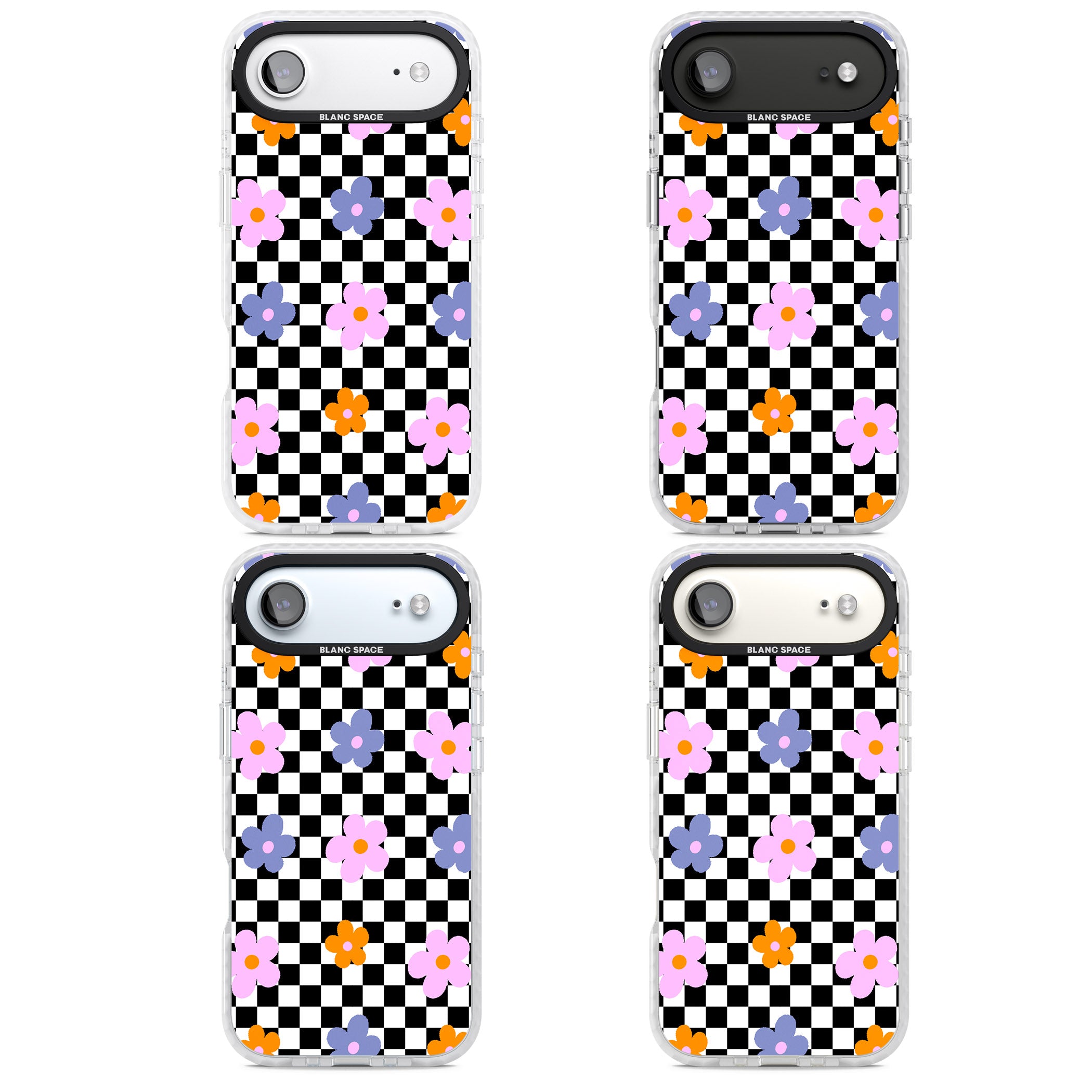 Checkered Blossom iPhone 17 Air Impact Clear Phone Case APT Impact Protection