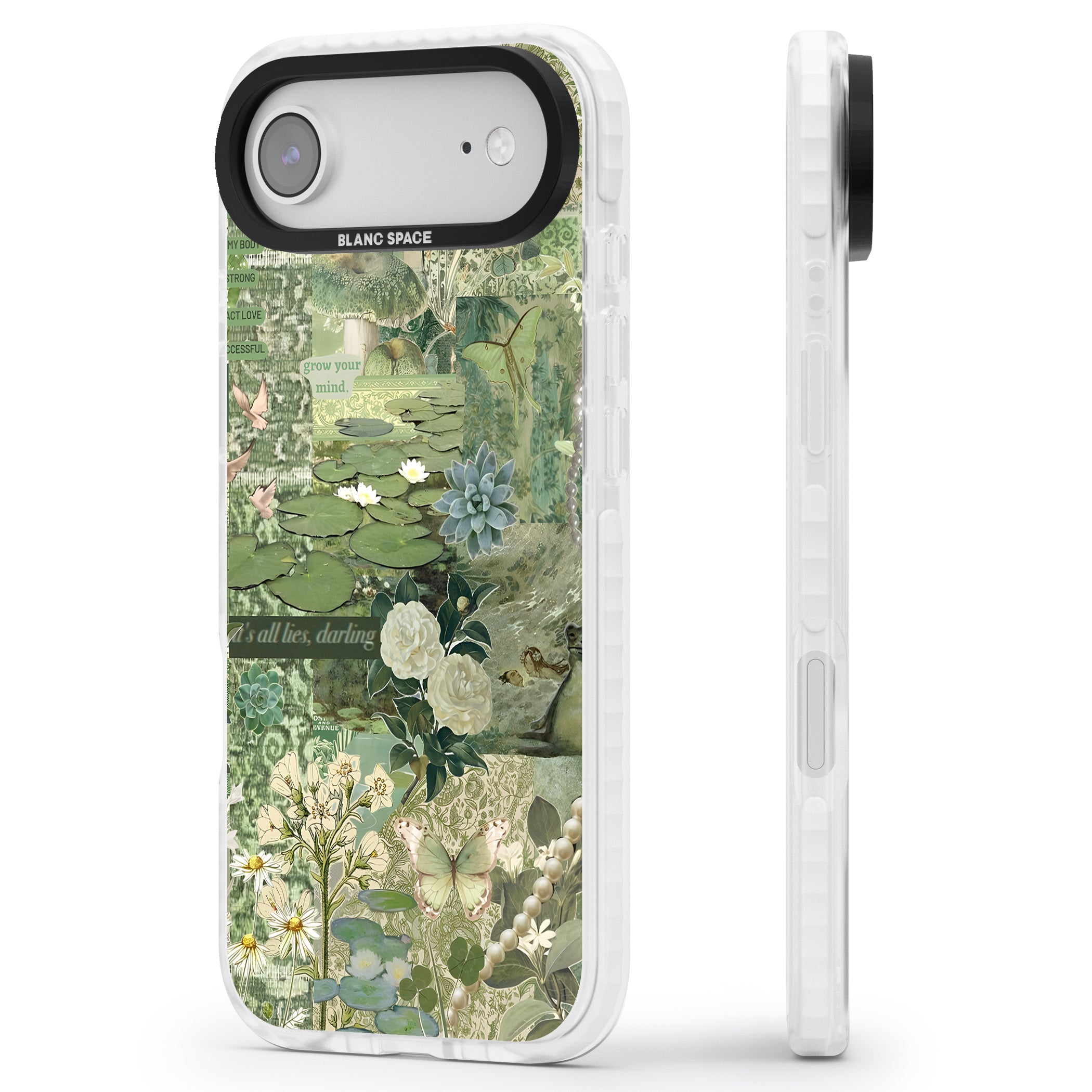 Sage Collage iPhone 17 Air Impact Clear Phone Case Side Profile