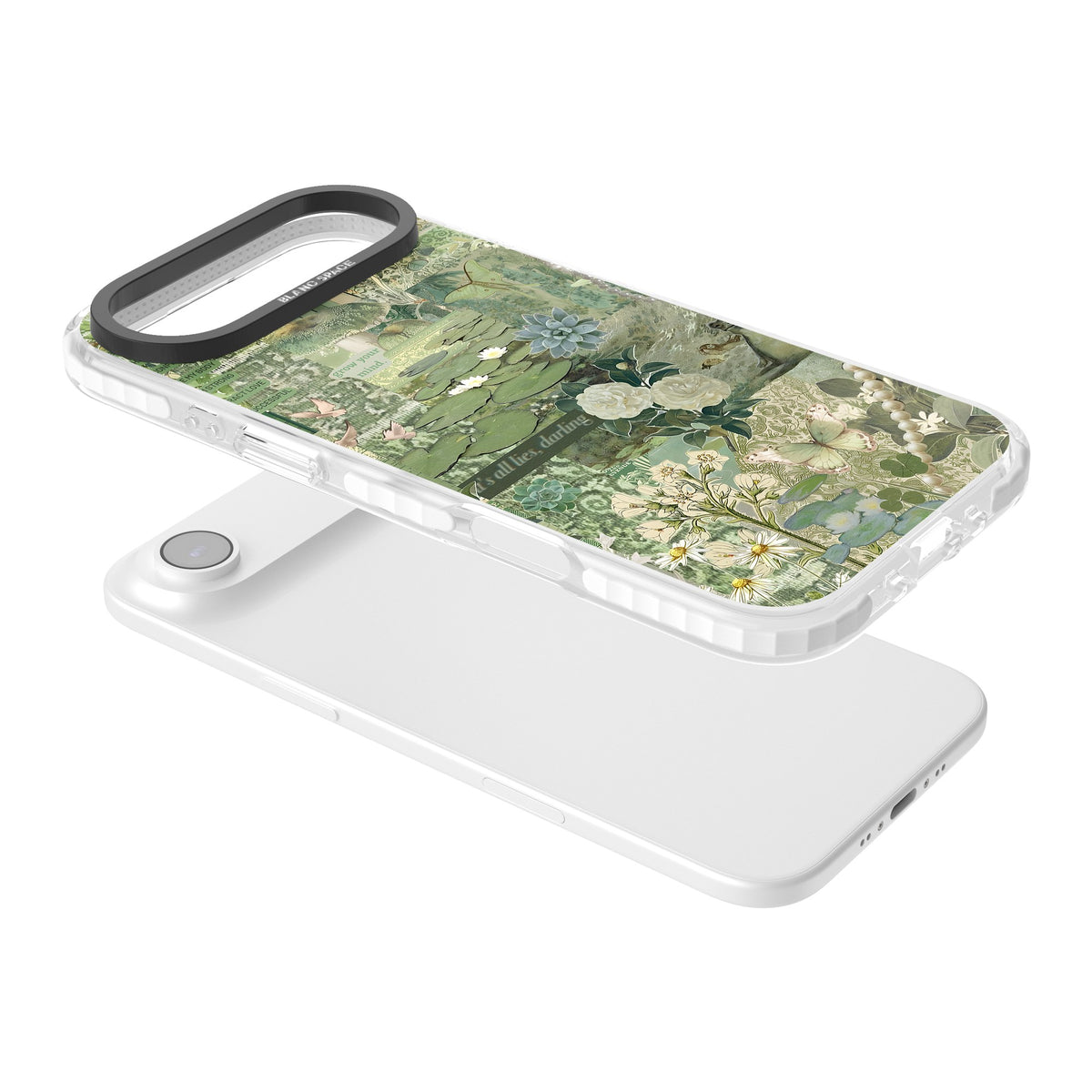 Sage Collage iPhone Air Impact Clear Phone Case angled