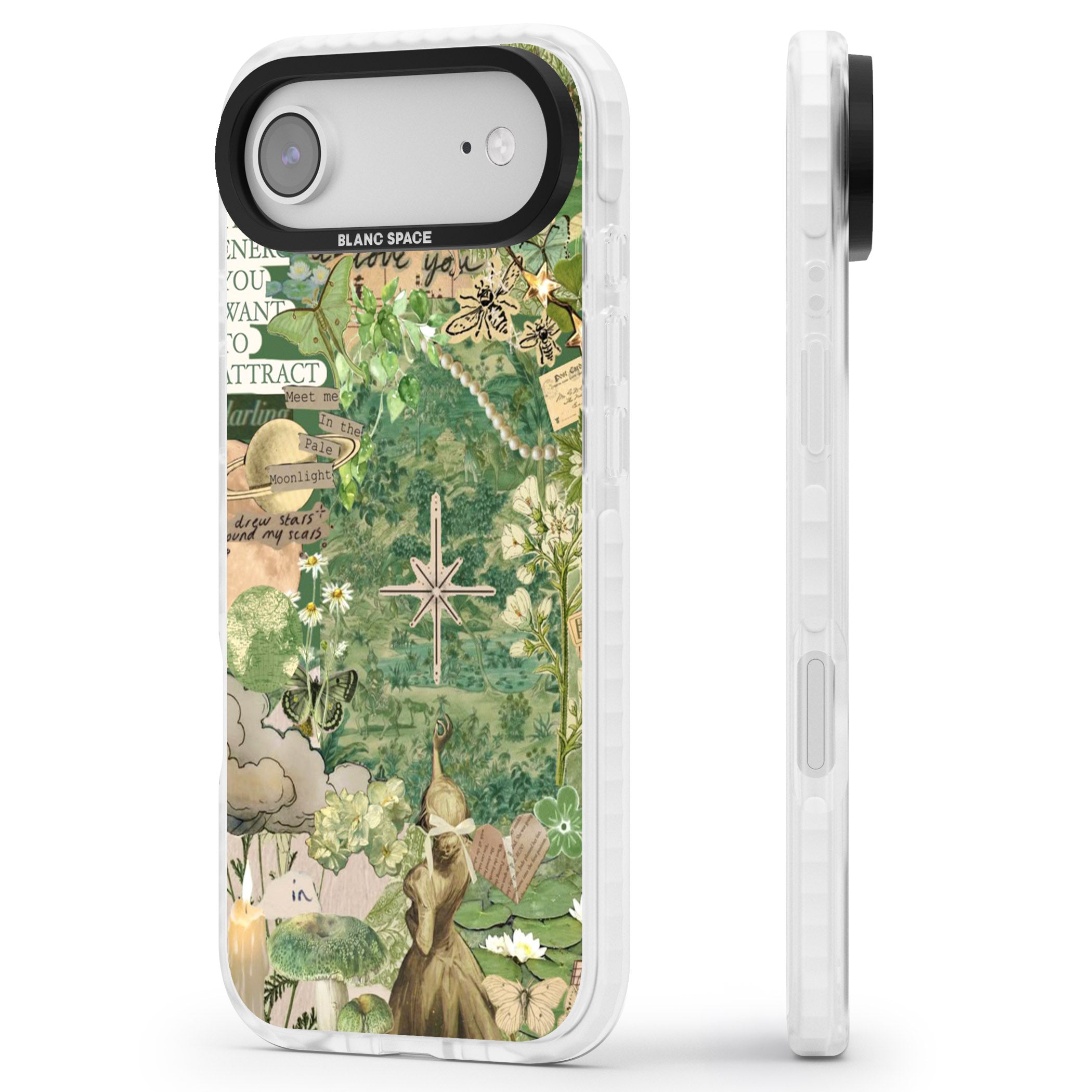 Green Vintage Collage iPhone 17 Air Impact Clear Phone Case Side Profile
