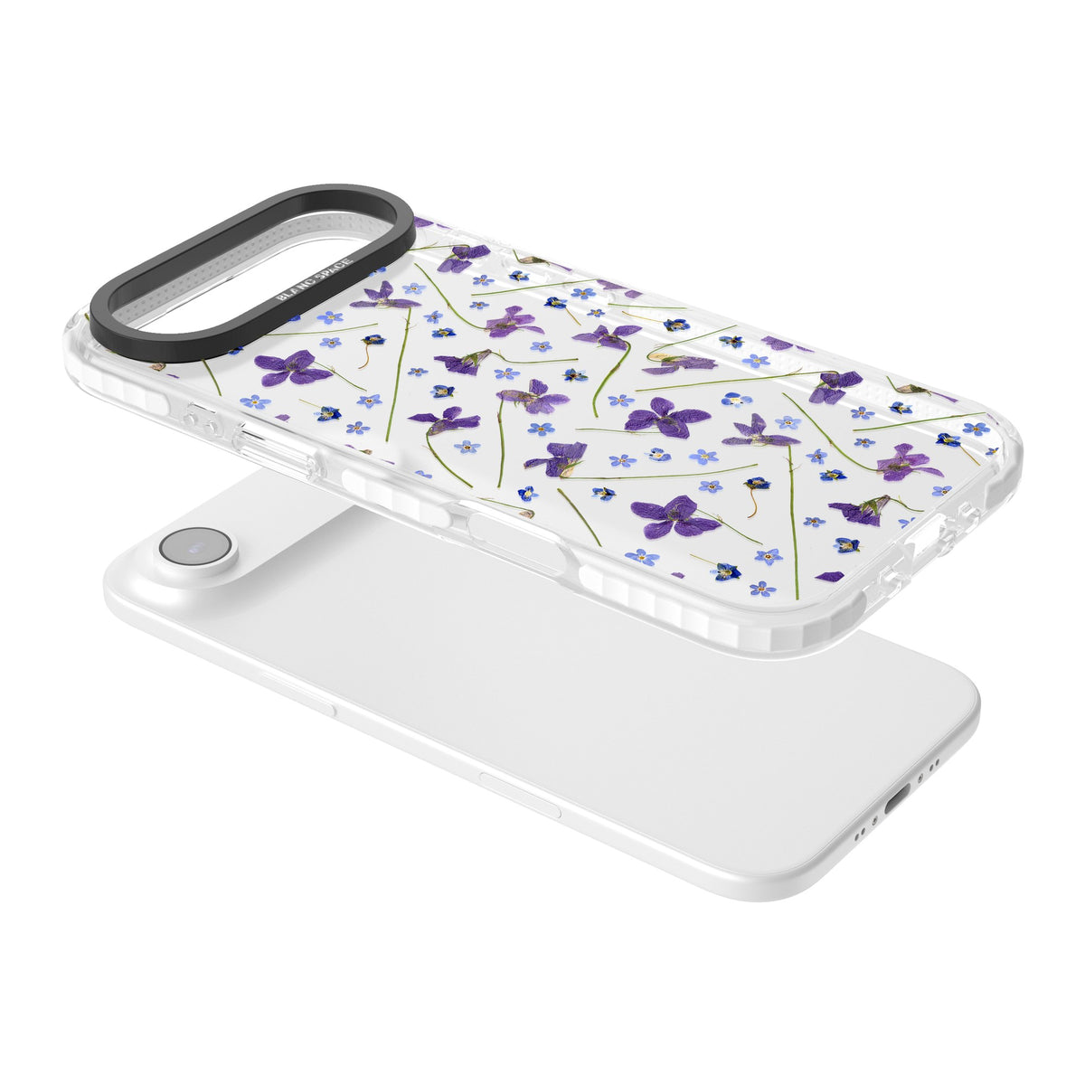 Pressed Violets iPhone Air Impact Clear Phone Case angled