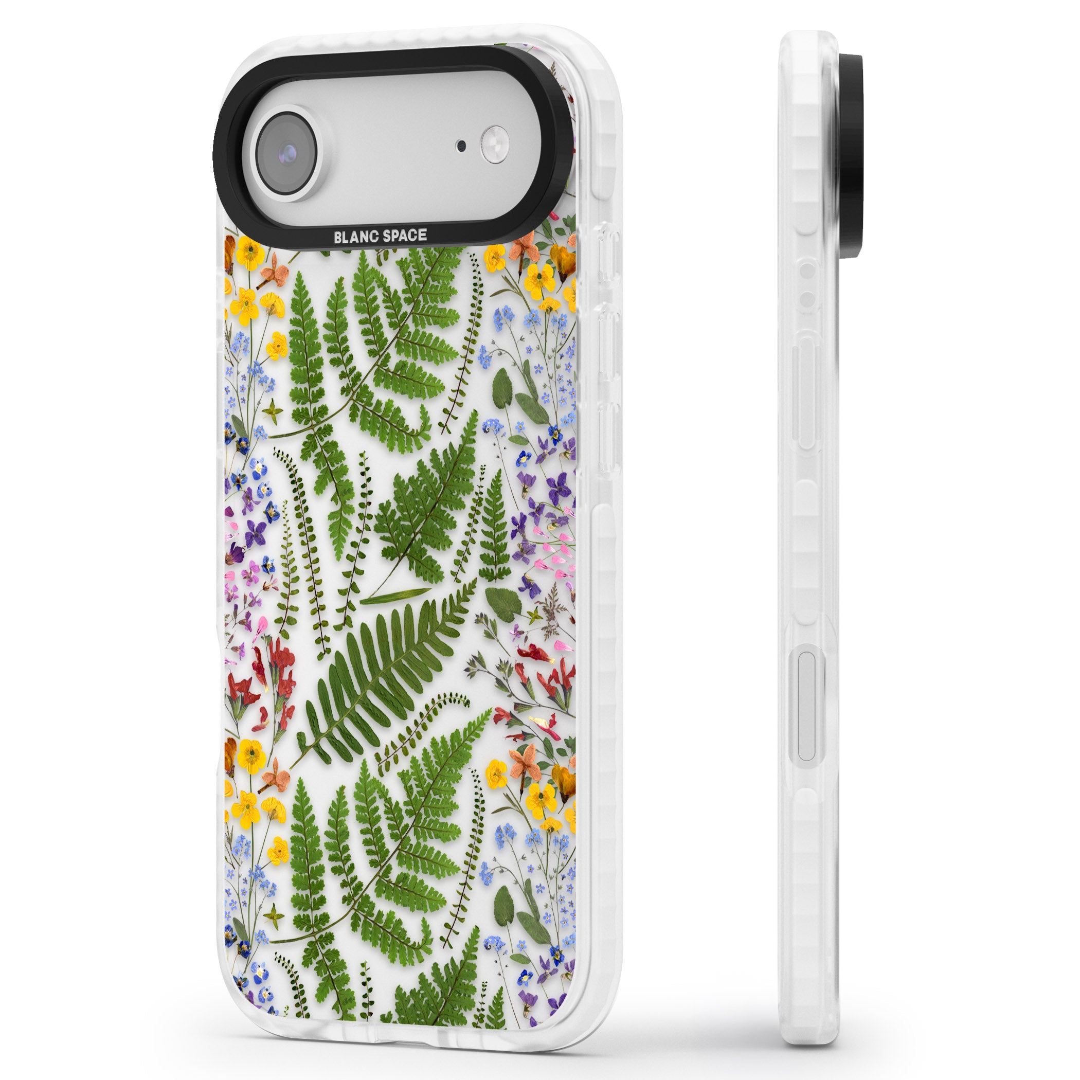 Botanical Fern & Floral iPhone 17 Air Impact Clear Phone Case Side Profile