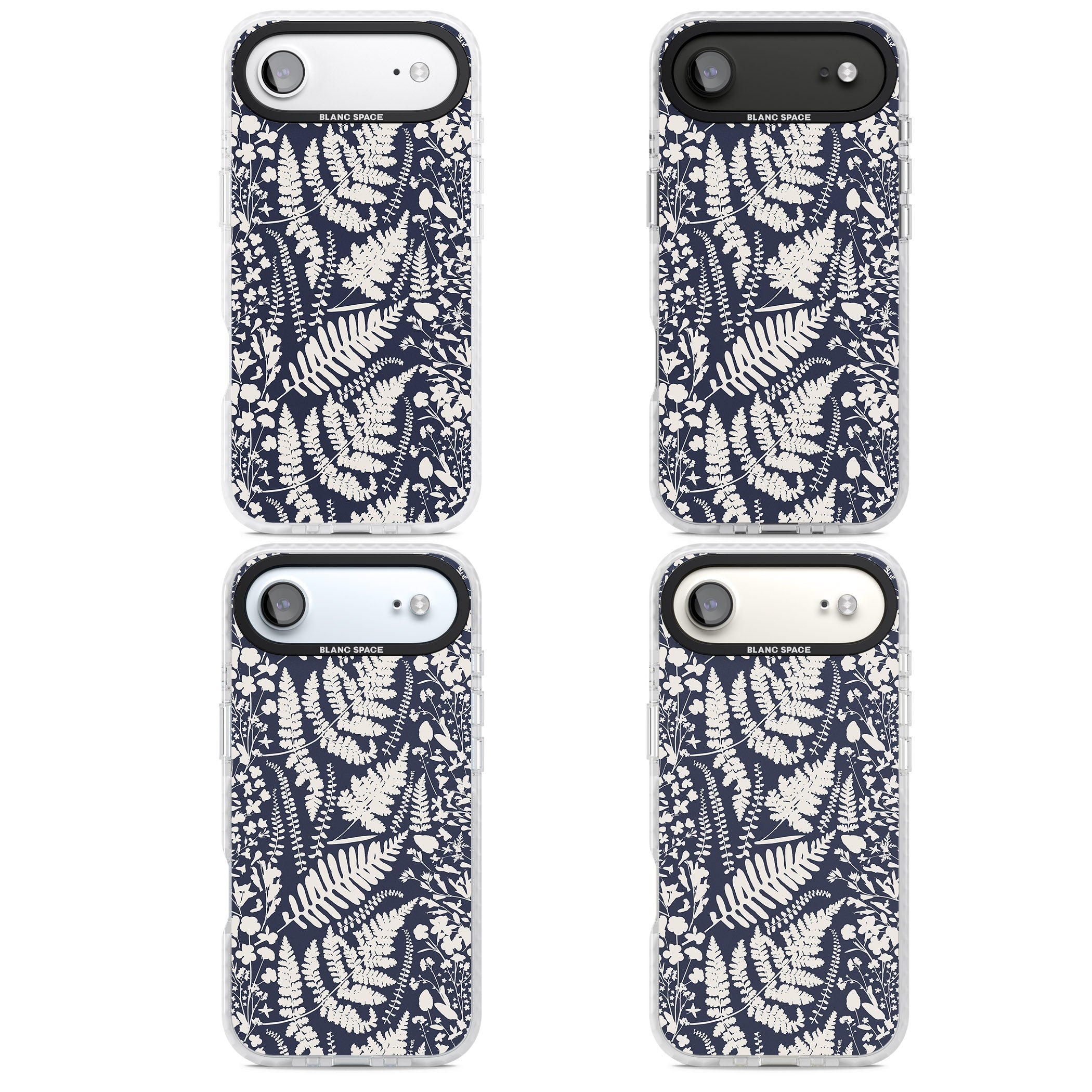 Wildflowers & Ferns On Navy iPhone 17 Air Impact Clear Phone Case APT Impact Protection