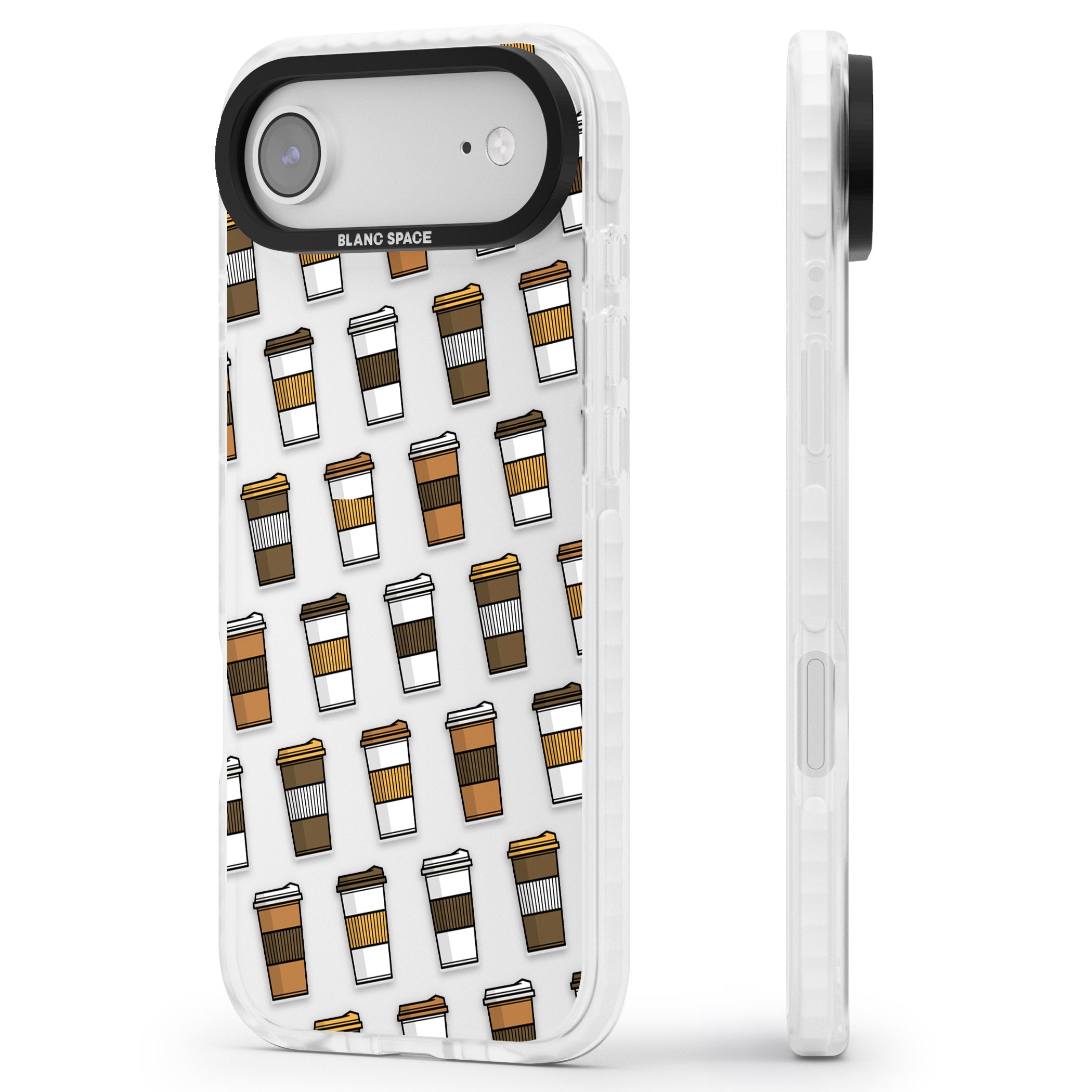 Coffee Cup Pattern iPhone 17 Air Impact Clear Phone Case Side Profile