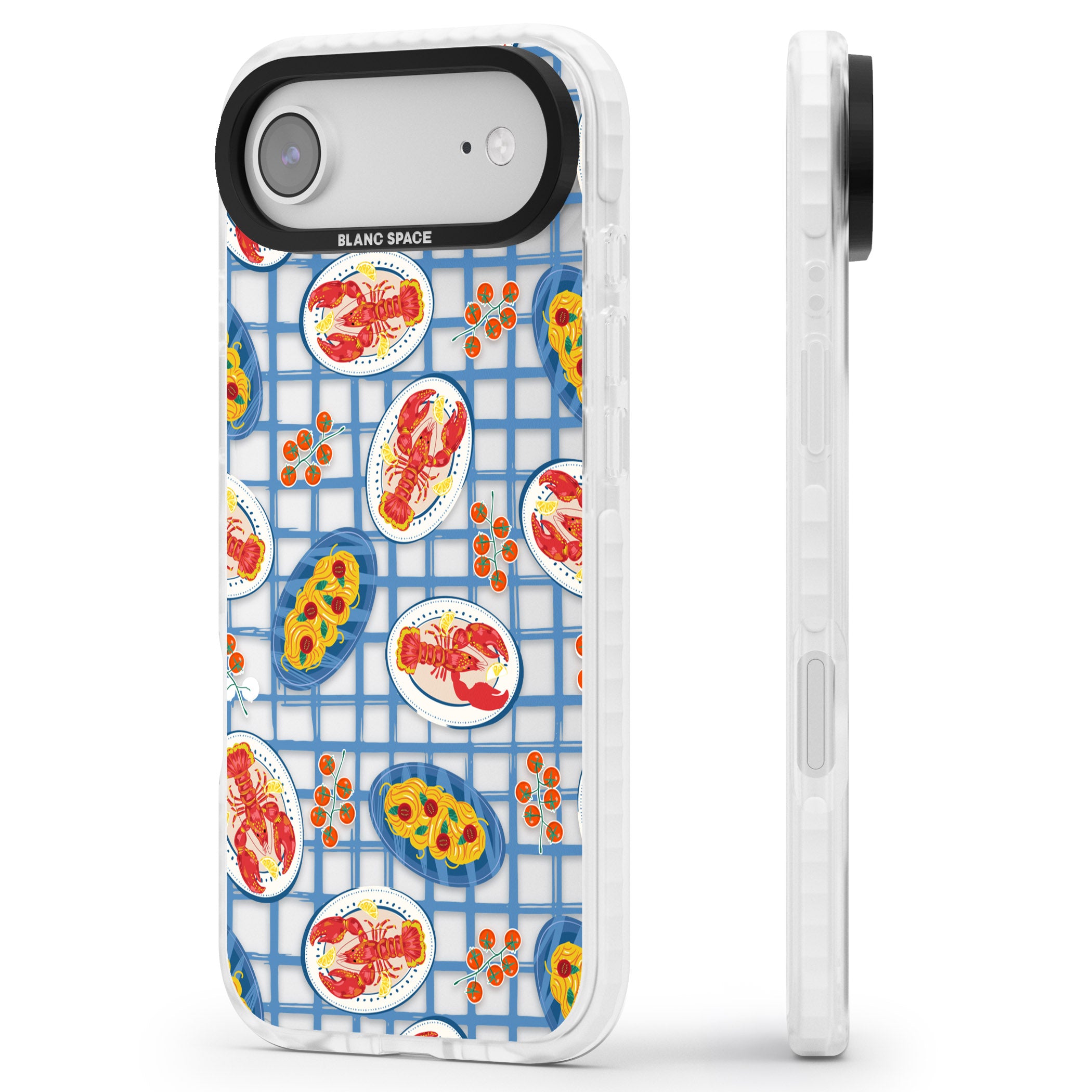 Lobster & Pasta Picnic iPhone 17 Air Impact Clear Phone Case Side Profile