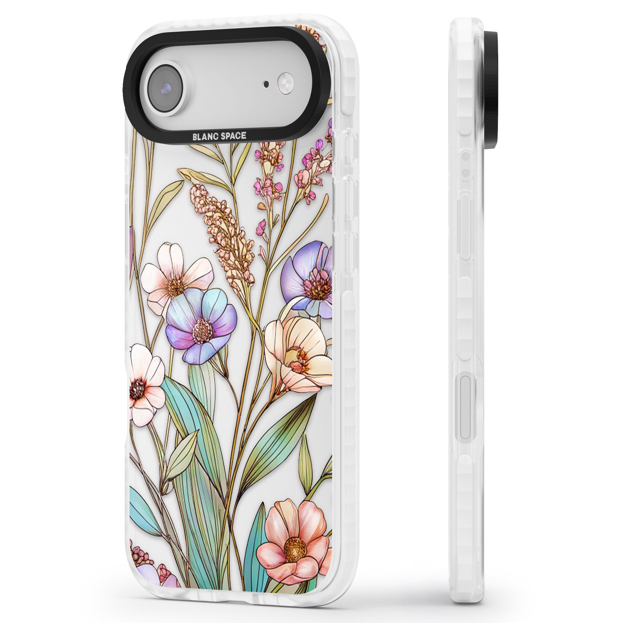 Glass Summer Flowers iPhone 17 Air Impact Clear Phone Case Side Profile