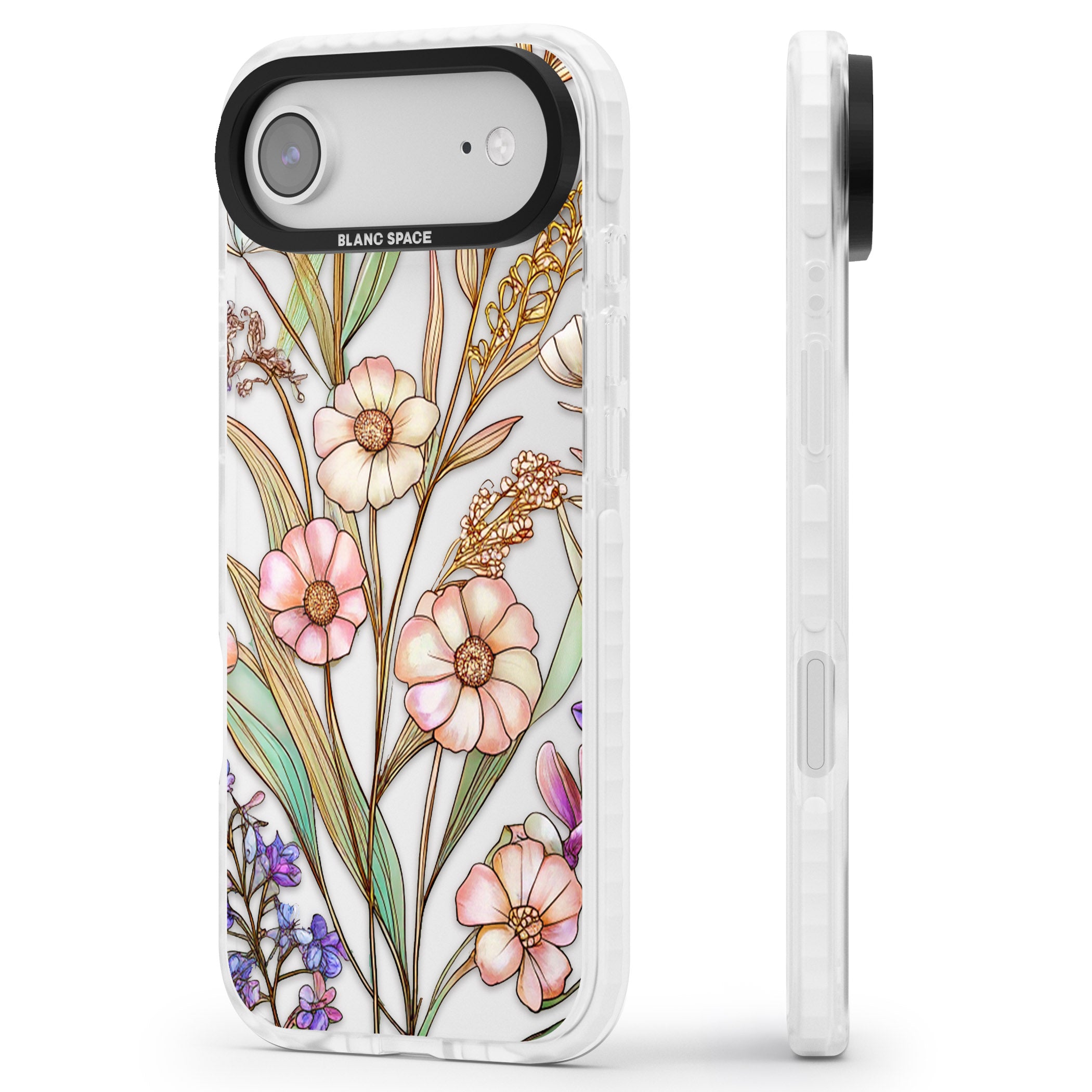 Glass Spring Flowers iPhone 17 Air Impact Clear Phone Case Side Profile