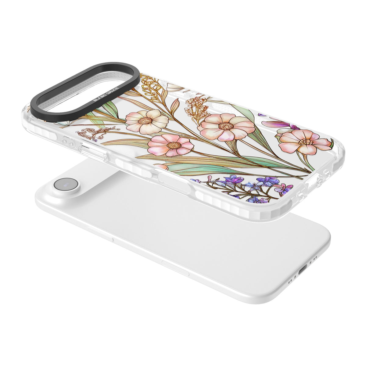 Glass Spring Flowers iPhone Air Impact Clear Phone Case angled