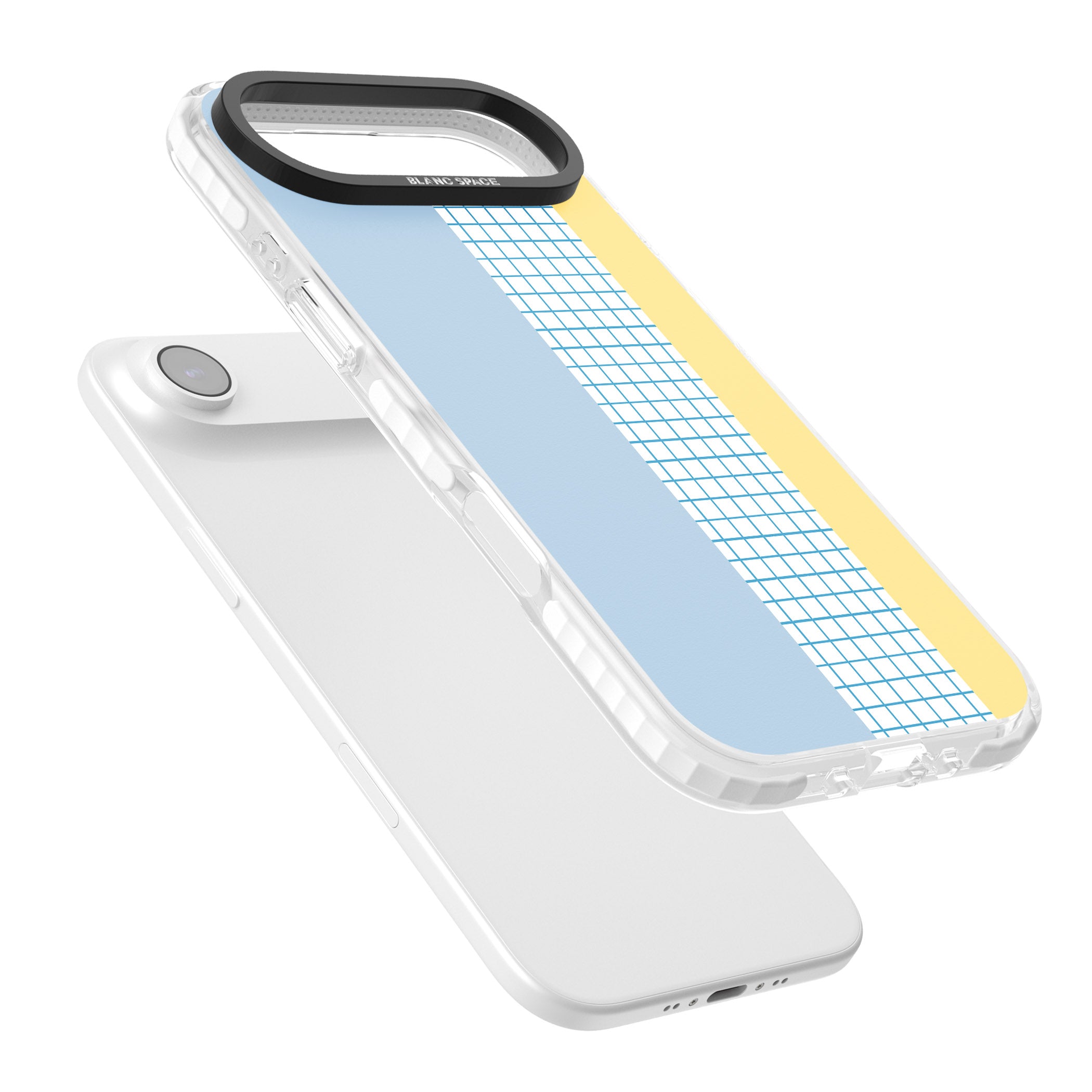 Abstract Grid Blue & Yellow iPhone 17 Air Impact Clear Phone Case Colours