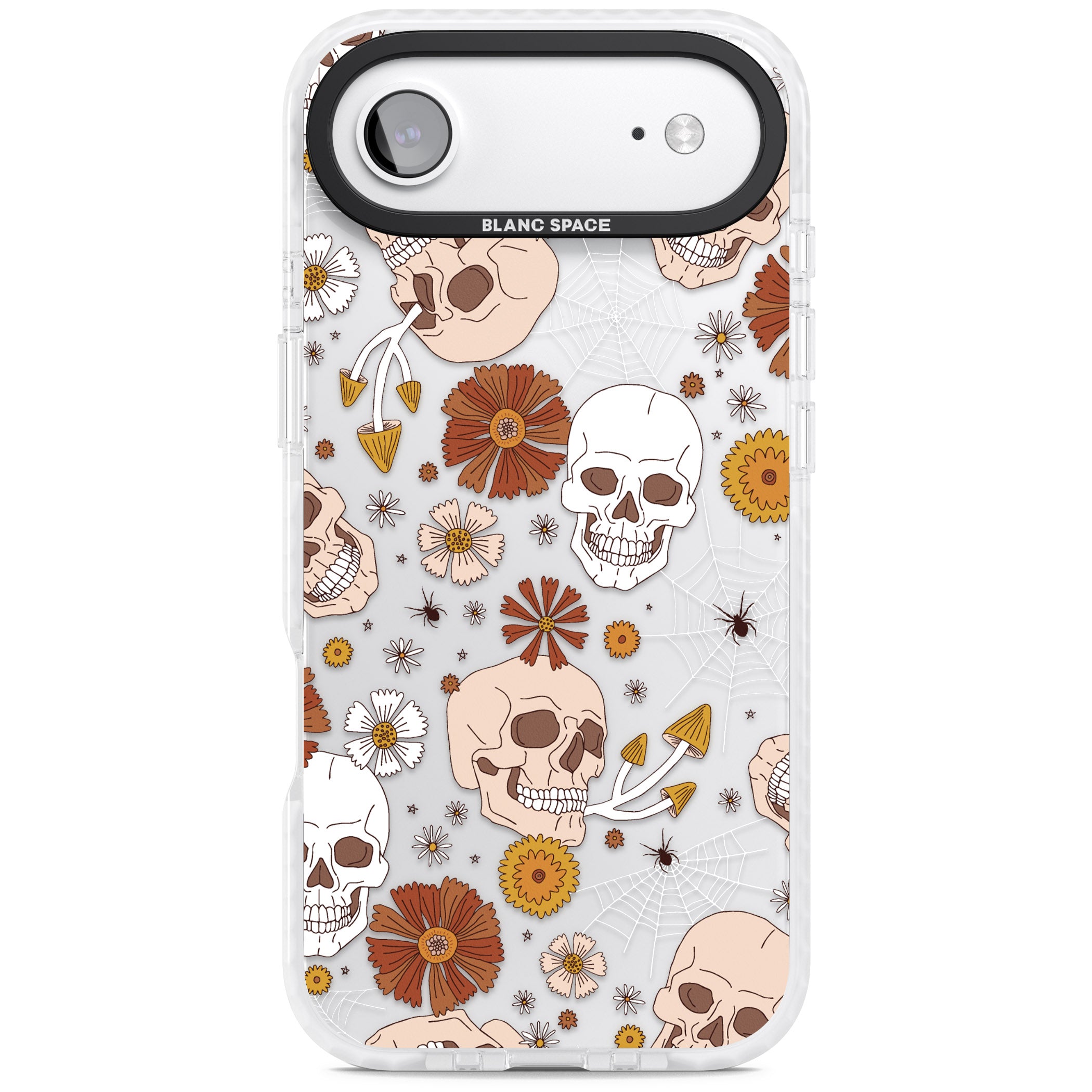 Halloween Skulls And Flowers iPhone 17 Air Impact Clear Phone Case