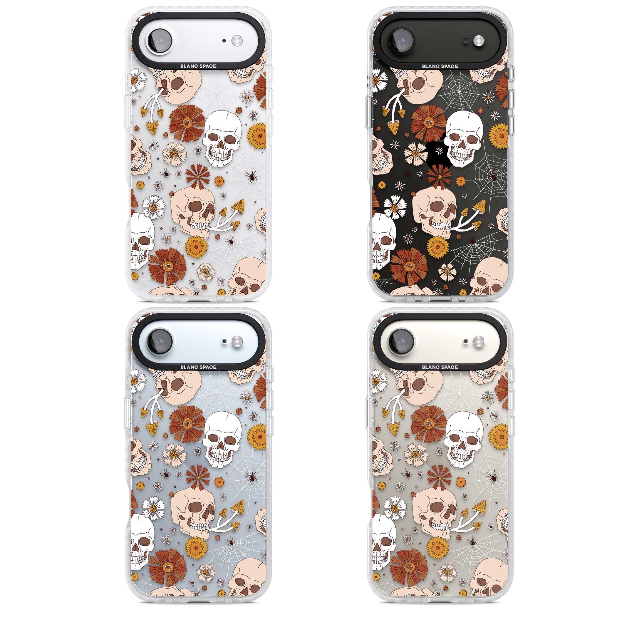 Halloween Skulls And Flowers iPhone 17 Air Impact Clear Phone Case APT Impact Protection