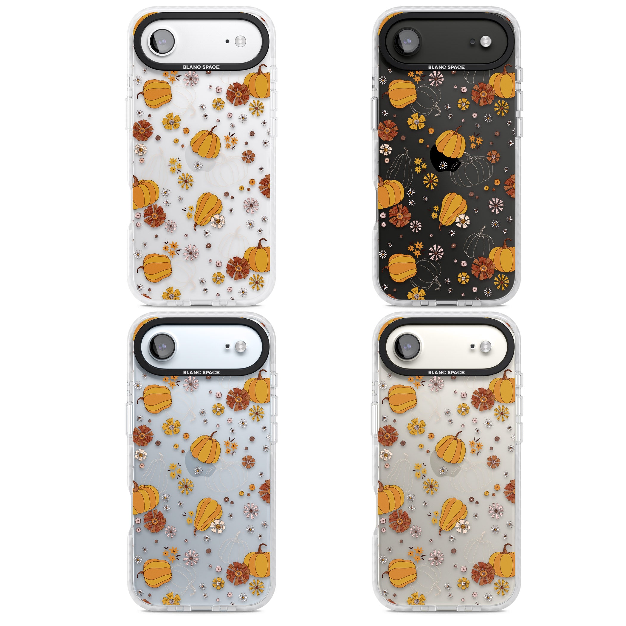 Halloween Pumpkins And Flowers iPhone 17 Air Impact Clear Phone Case APT Impact Protection