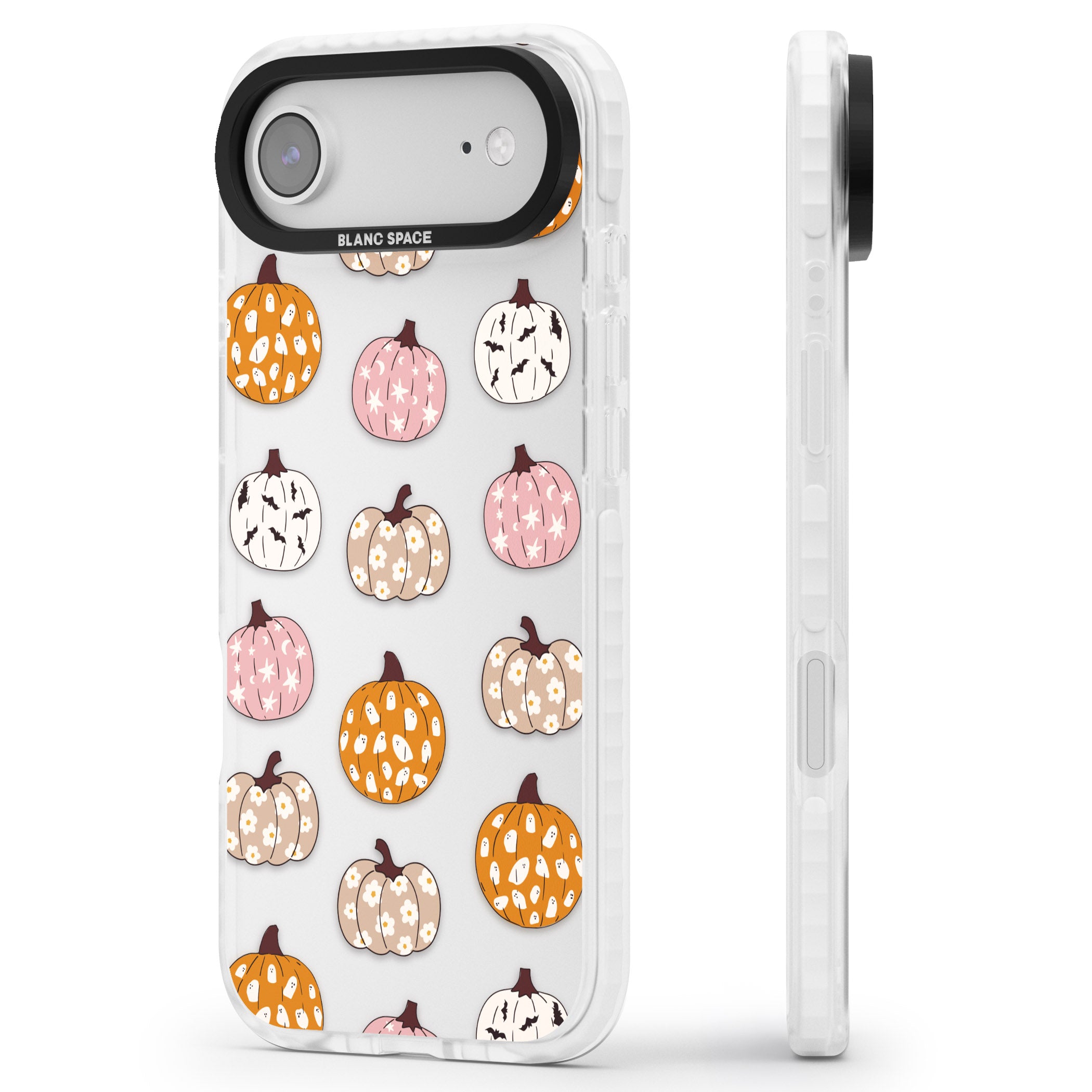 Floral Pumpkins iPhone 17 Air Impact Clear Phone Case Side Profile