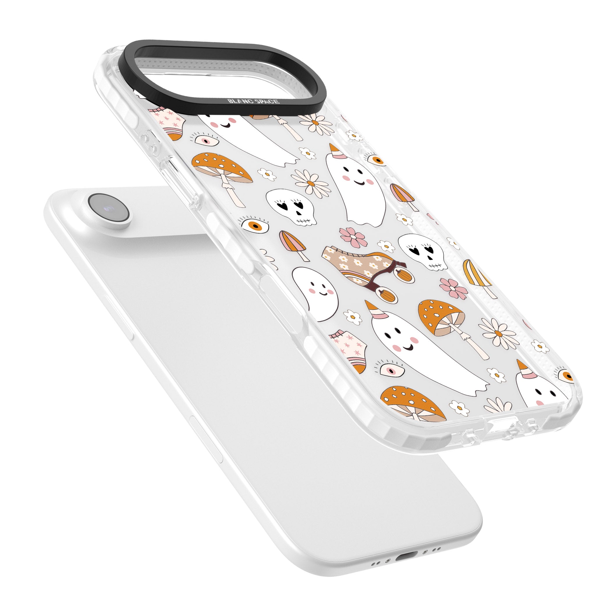 Cute Ghost And Skulls Pattern iPhone 17 Air Impact Clear Phone Case Colours