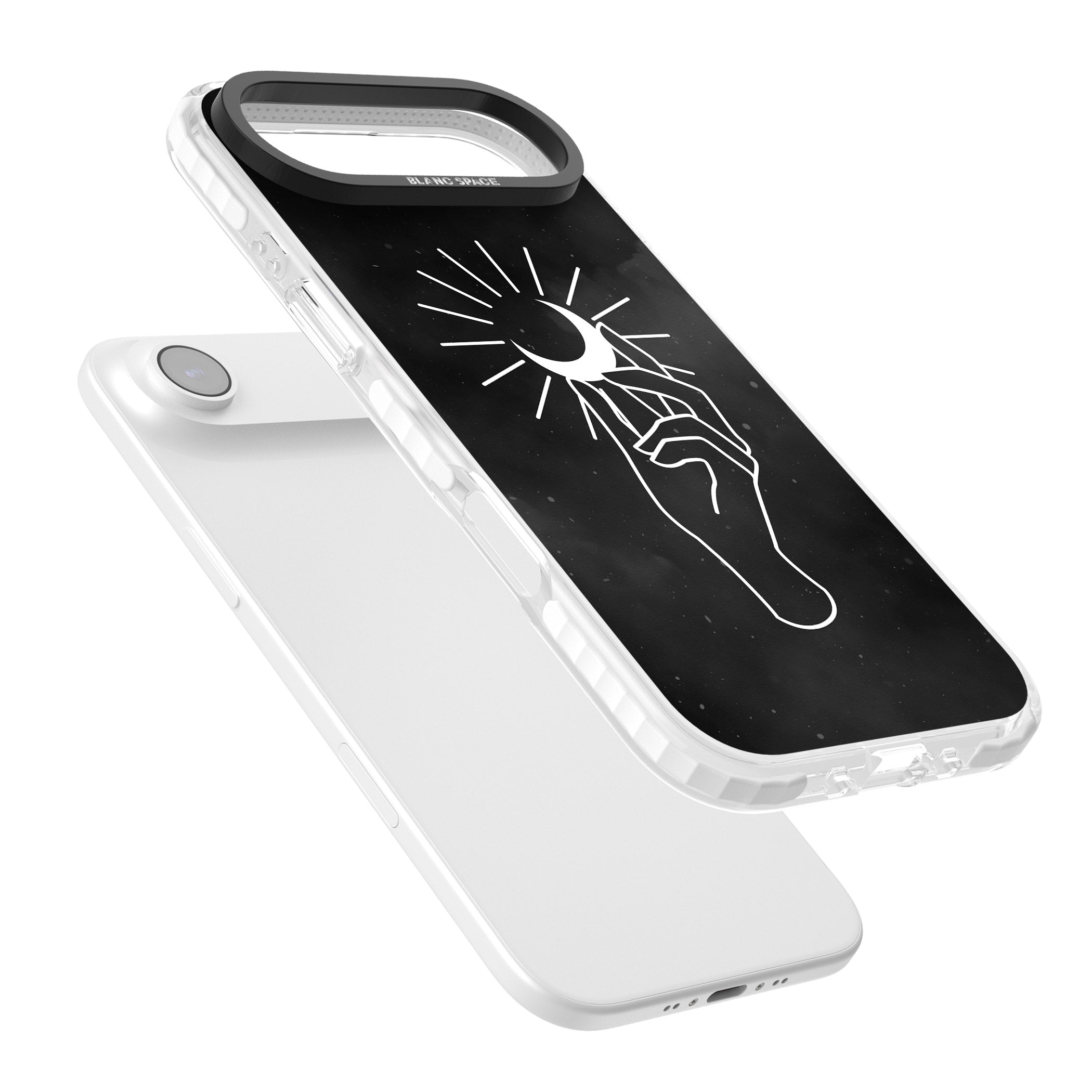 Hand Holding Celestial Moon iPhone 17 Air Impact Clear Phone Case Colours