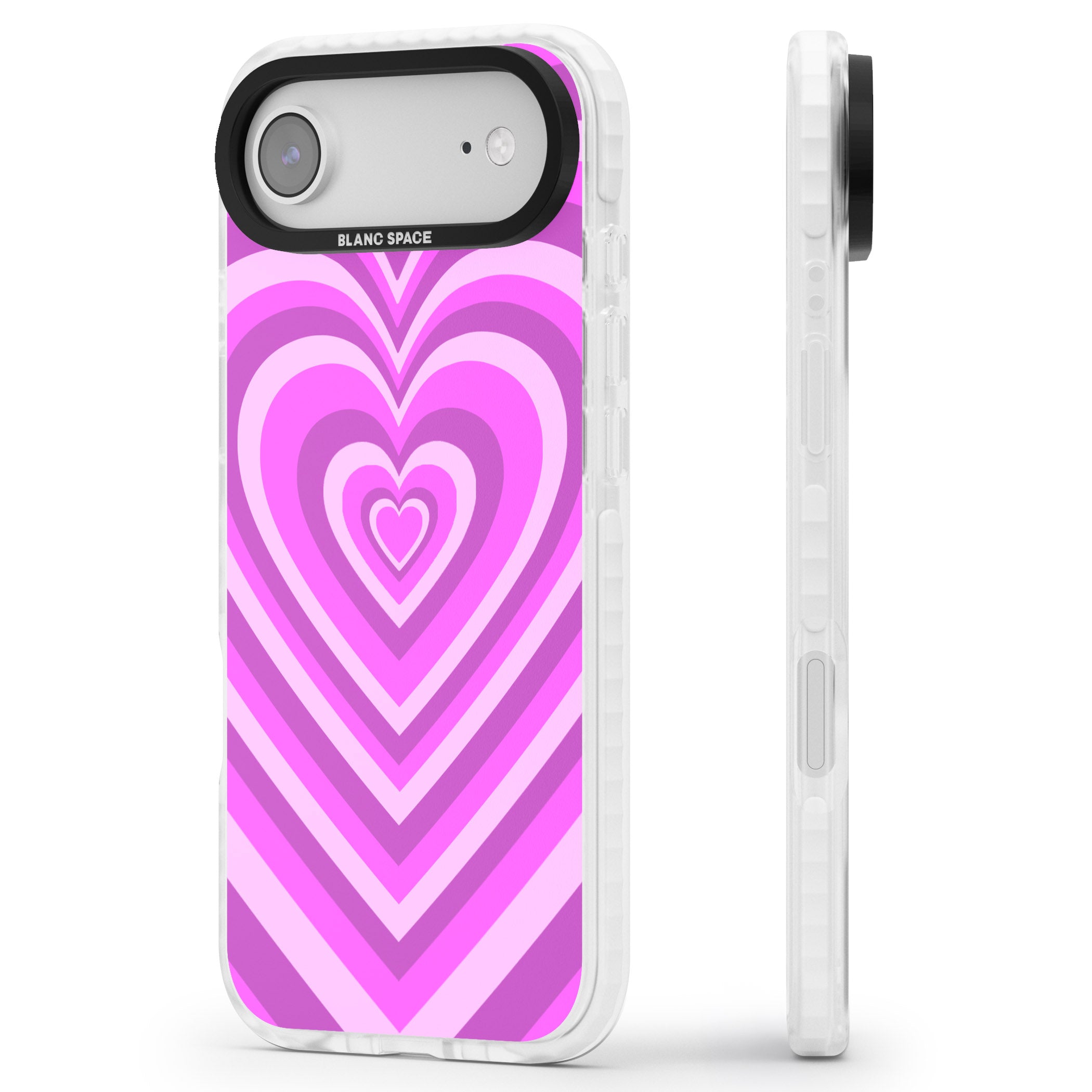 Pink Heart Illusion iPhone 17 Air Impact Clear Phone Case Side Profile