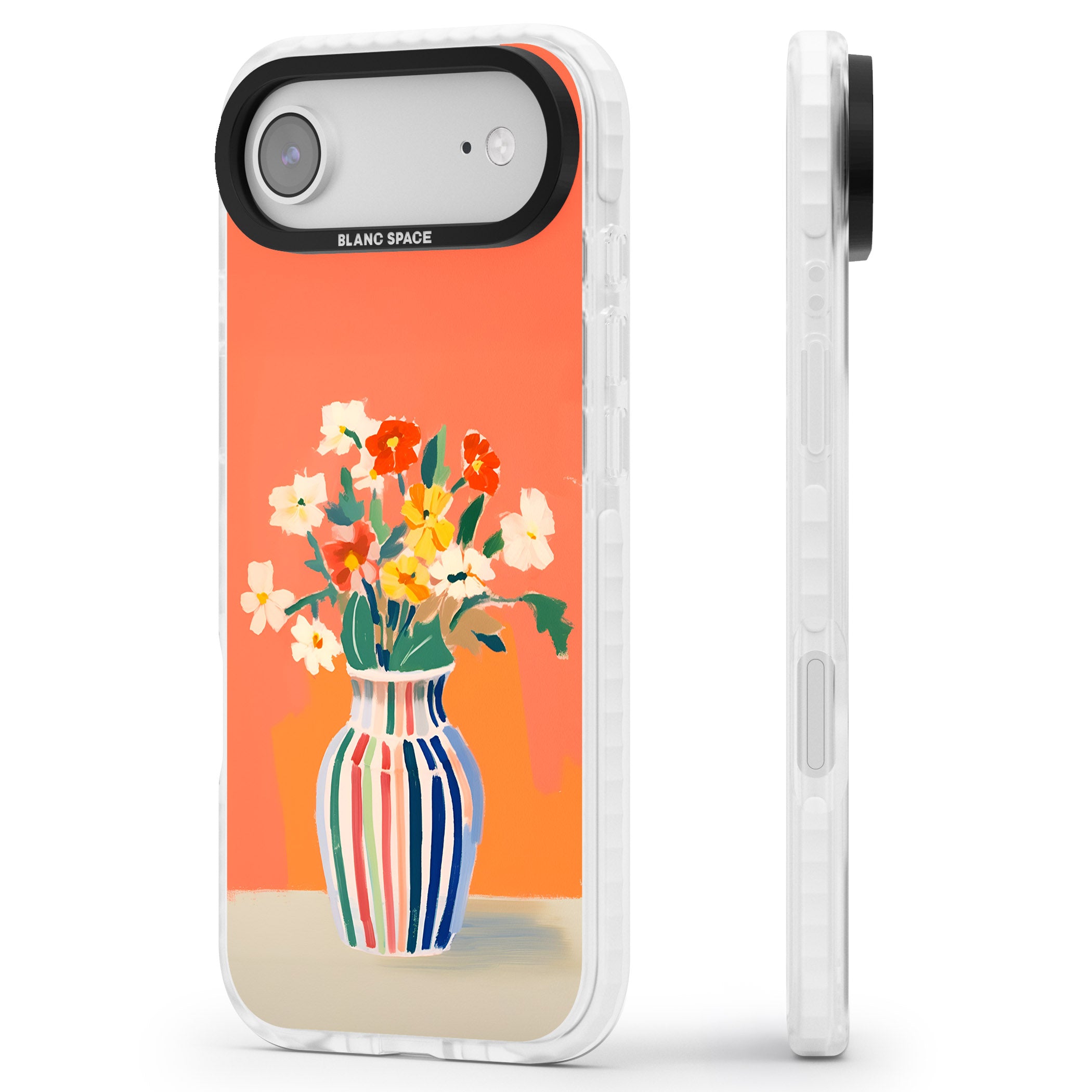 Coral Flower Vase iPhone 17 Air Impact Clear Phone Case Side Profile