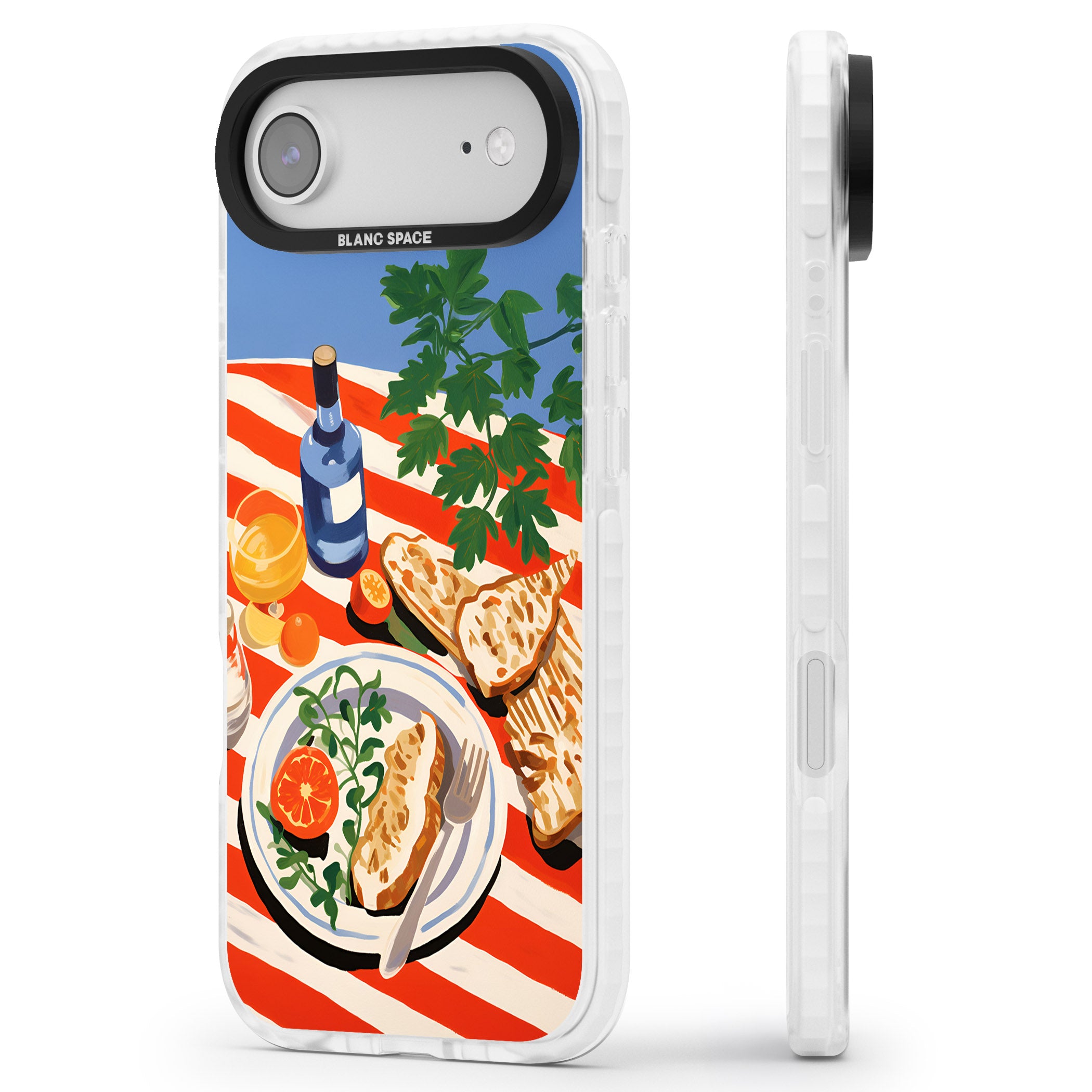 Mediterranean Lunch Table iPhone 17 Air Impact Clear Phone Case Side Profile
