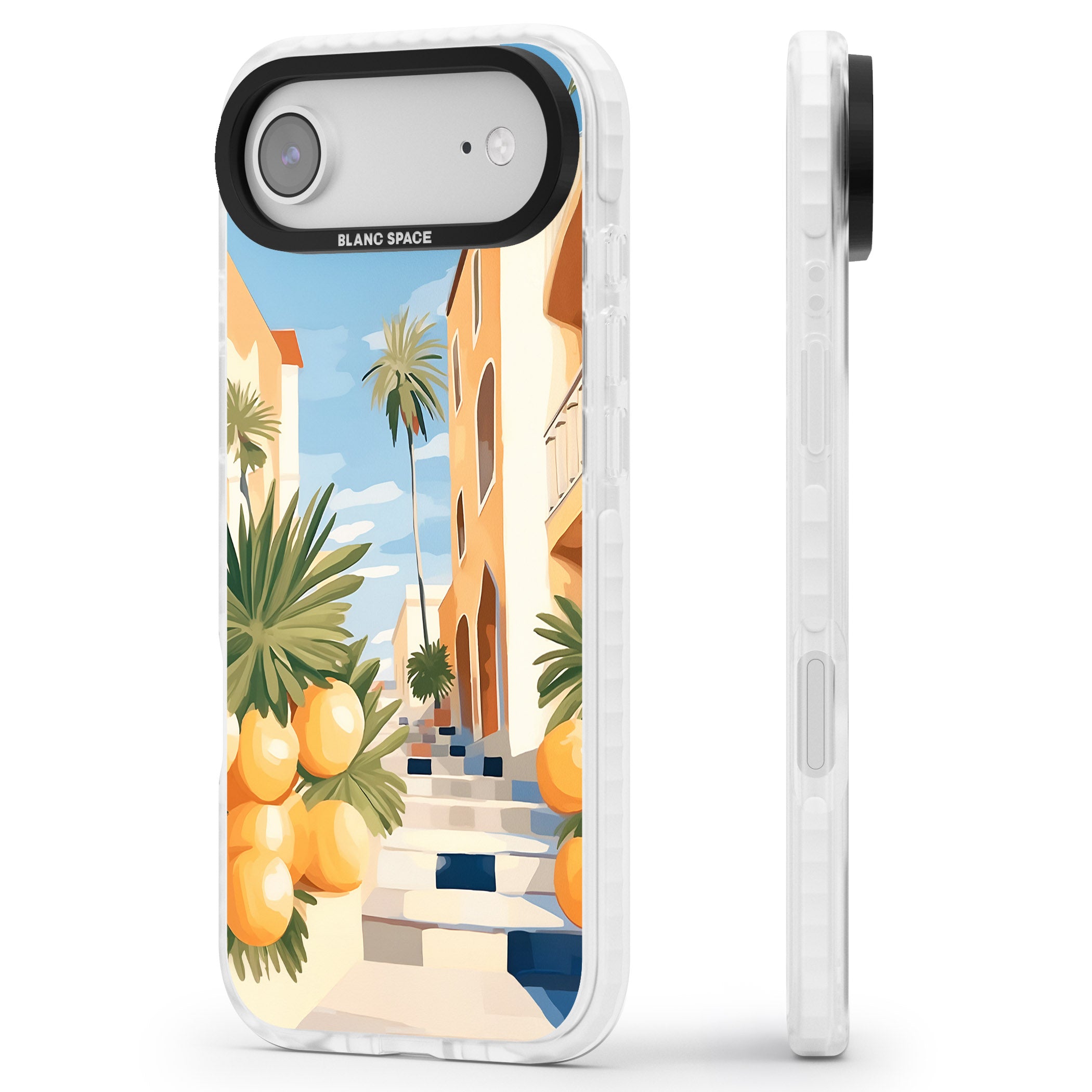 Mediterranean Village iPhone 17 Air Impact Clear Phone Case Side Profile