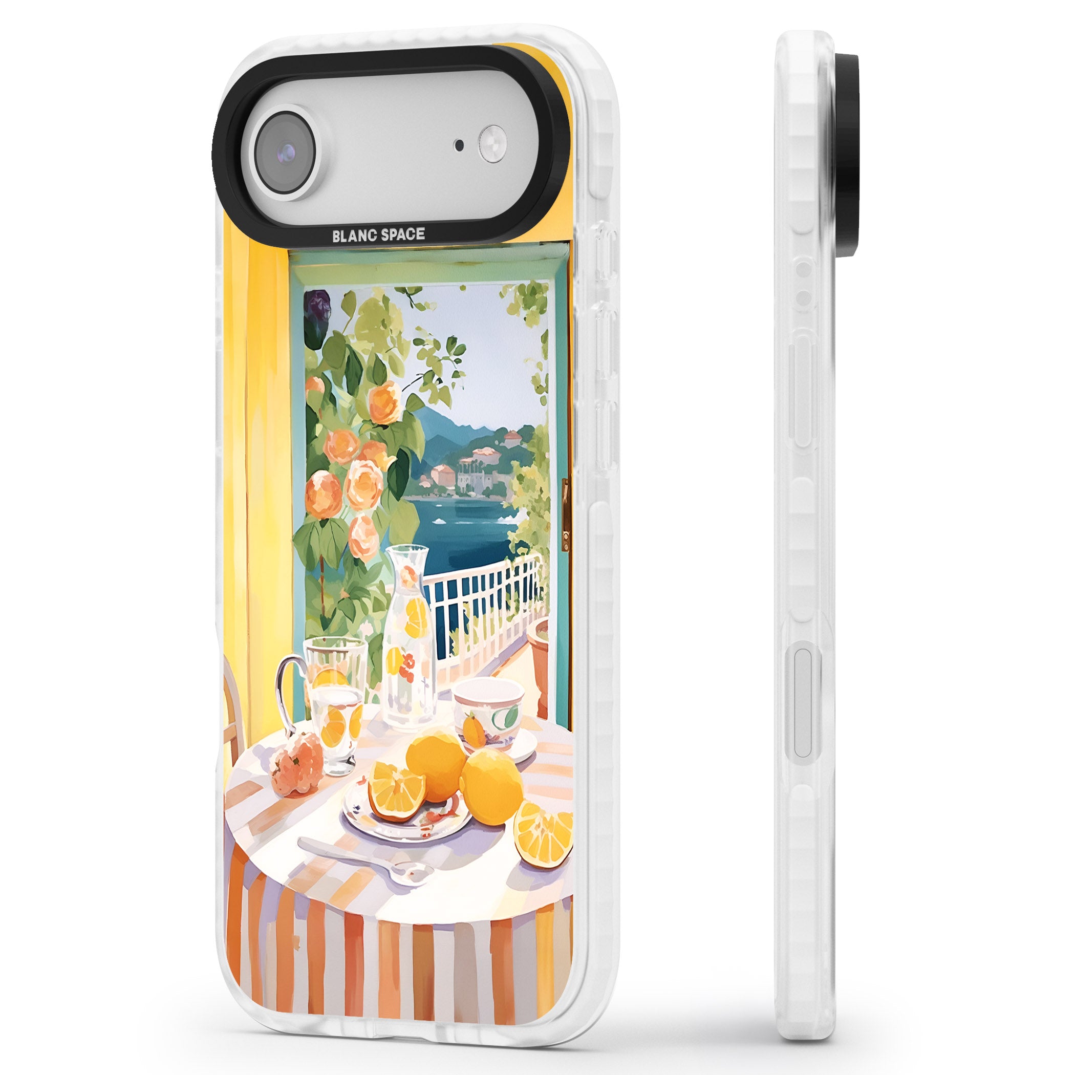 Amalfi Breakfast Balcony iPhone 17 Air Impact Clear Phone Case Side Profile