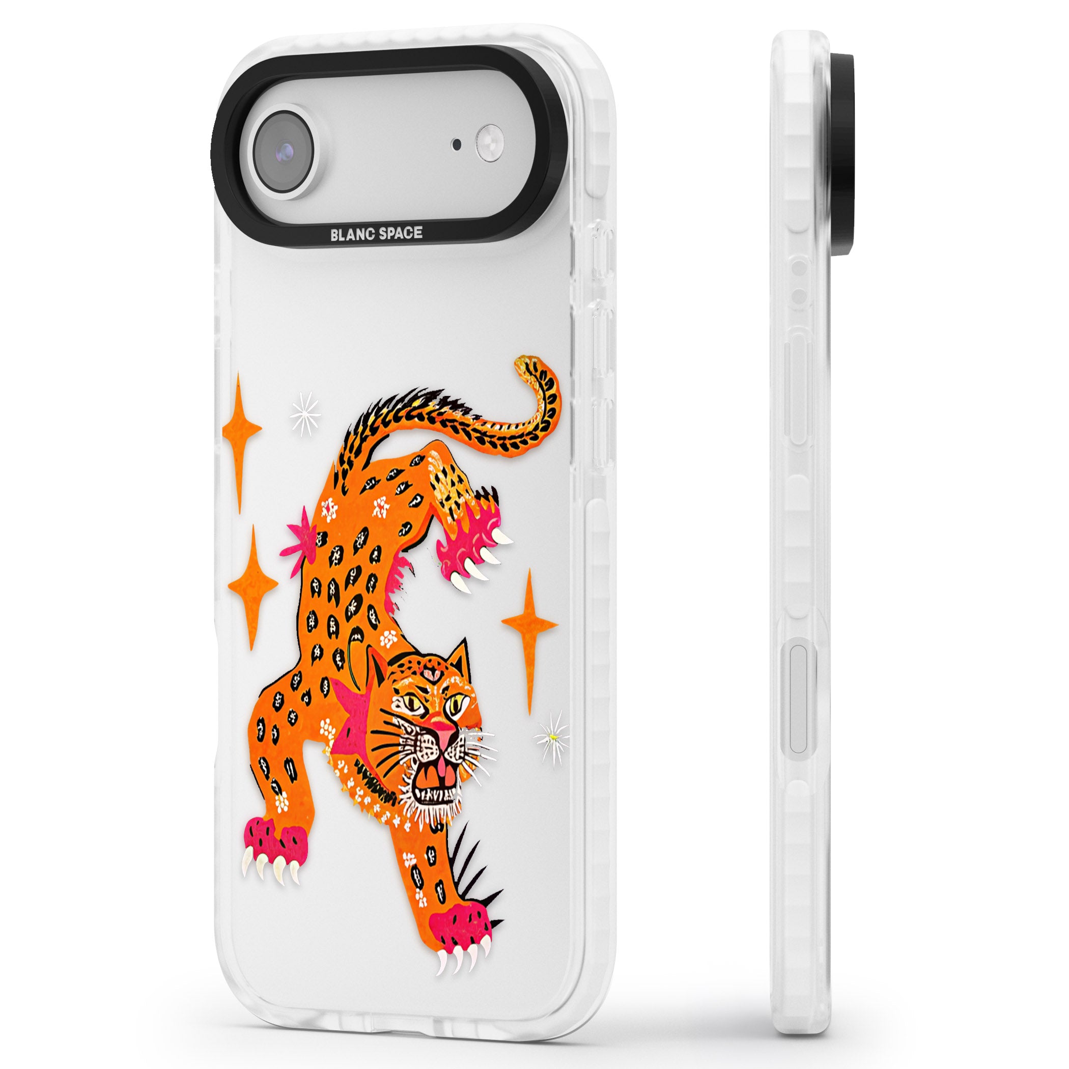 Fierce Jaguar Clear iPhone 17 Air Impact Clear Phone Case Side Profile