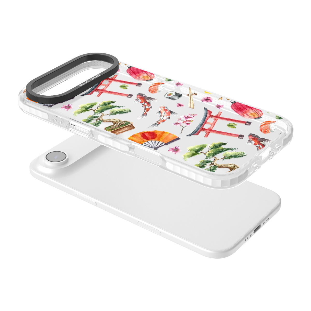Japanese Watercolor iPhone Air Impact Clear Phone Case angled