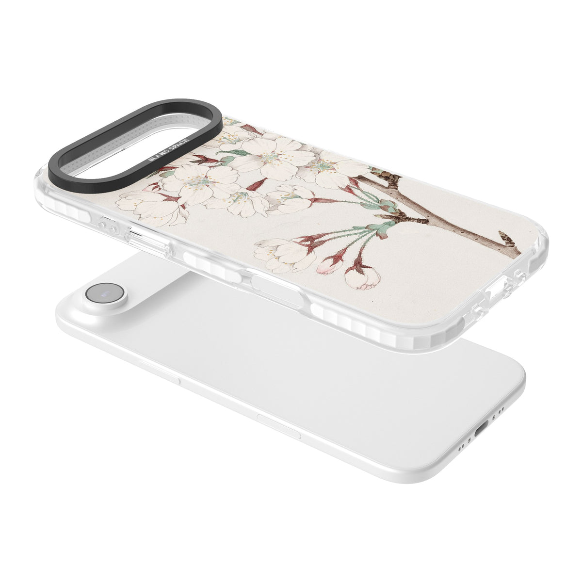 Vintage Japanese White Blossoms iPhone Air Impact Clear Phone Case angled