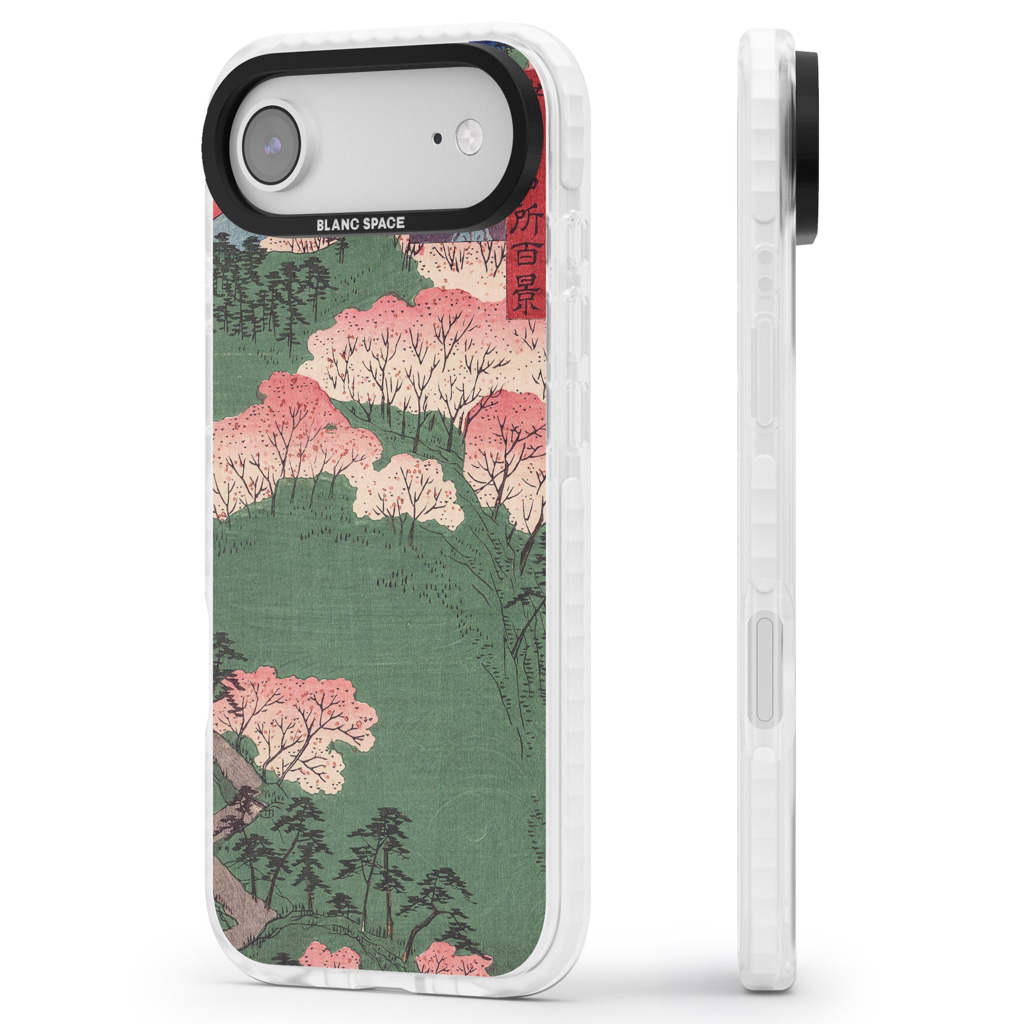 Japanese Illustration Cherry Blossom Forest iPhone 17 Air Impact Clear Phone Case Side Profile