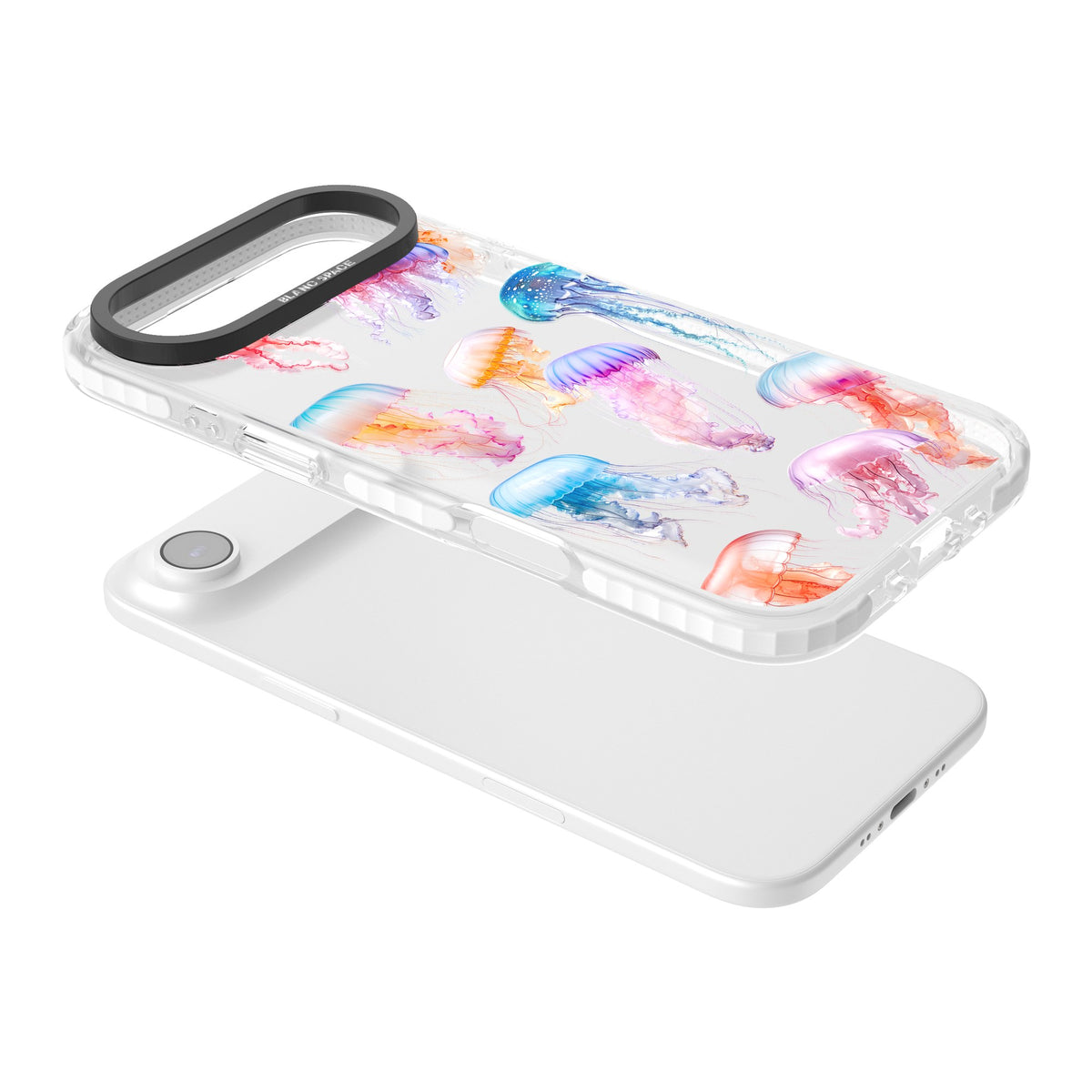 Vibrant Jellyfish iPhone Air Impact Clear Phone Case angled