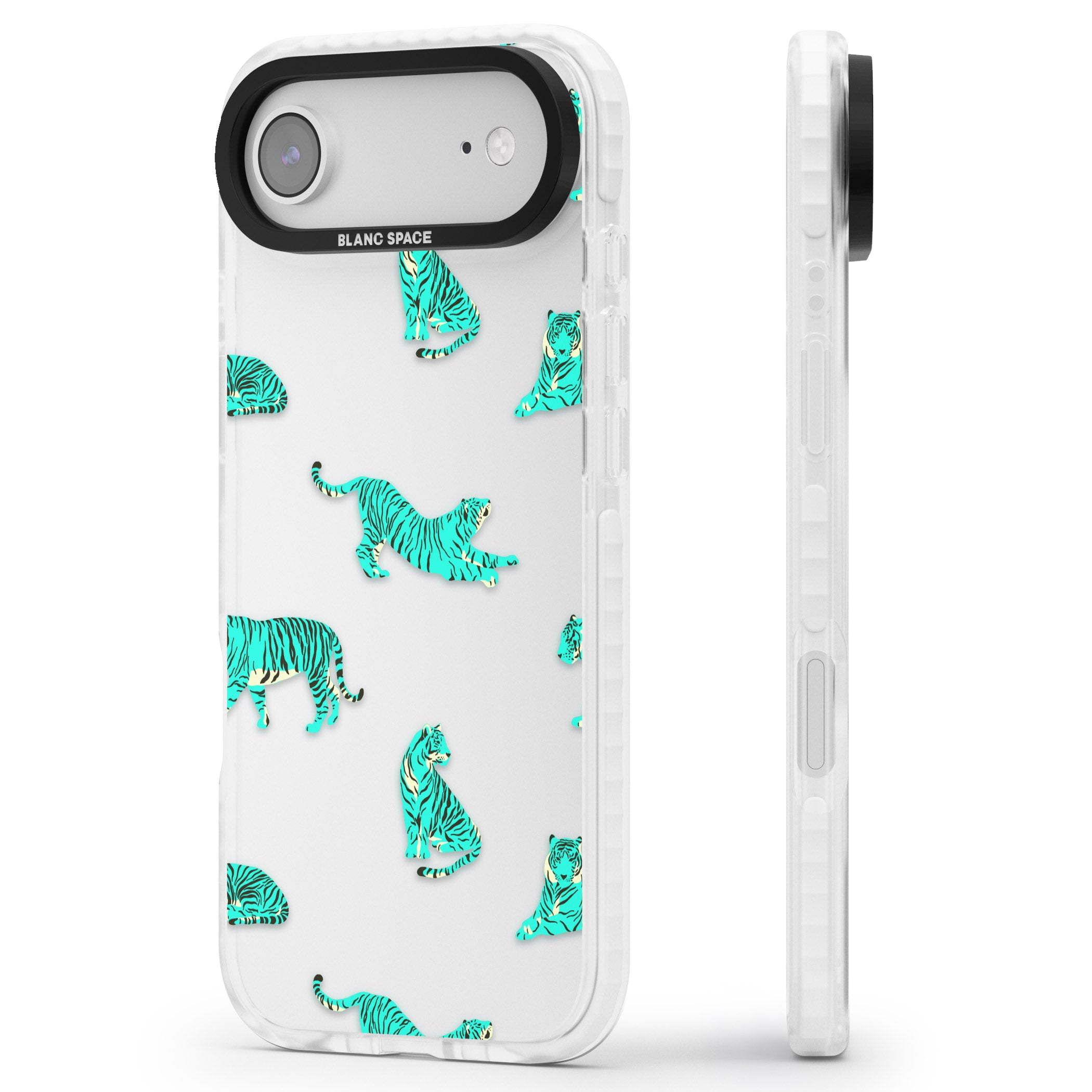 Turquoise Tiger iPhone 17 Air Impact Clear Phone Case Side Profile