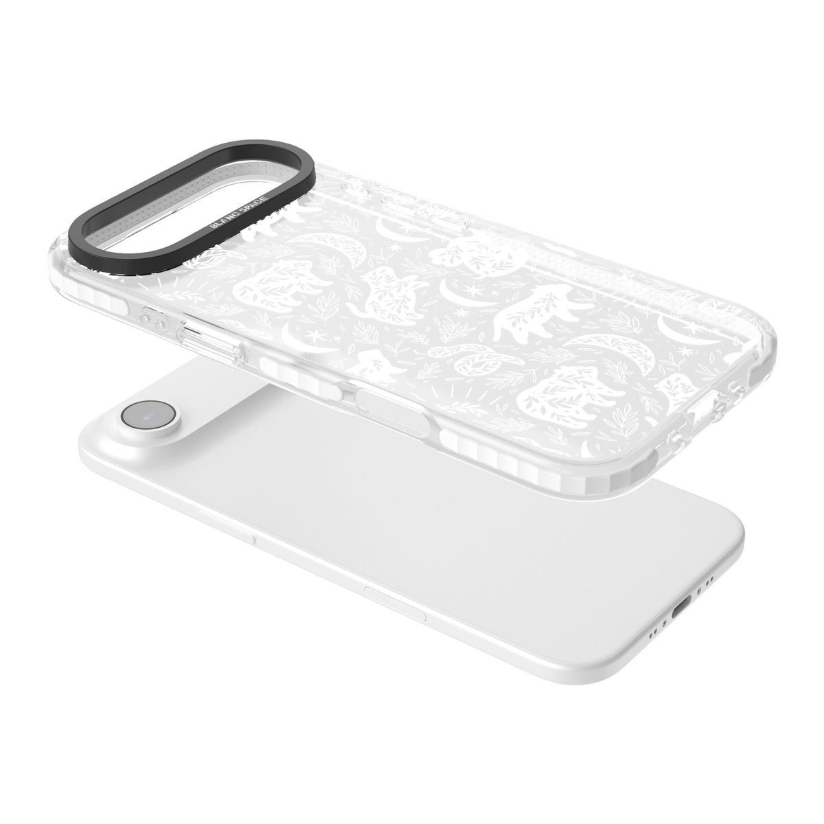 Forest Animal Silhouettes: White/Clear iPhone Air Impact Clear Phone Case angled