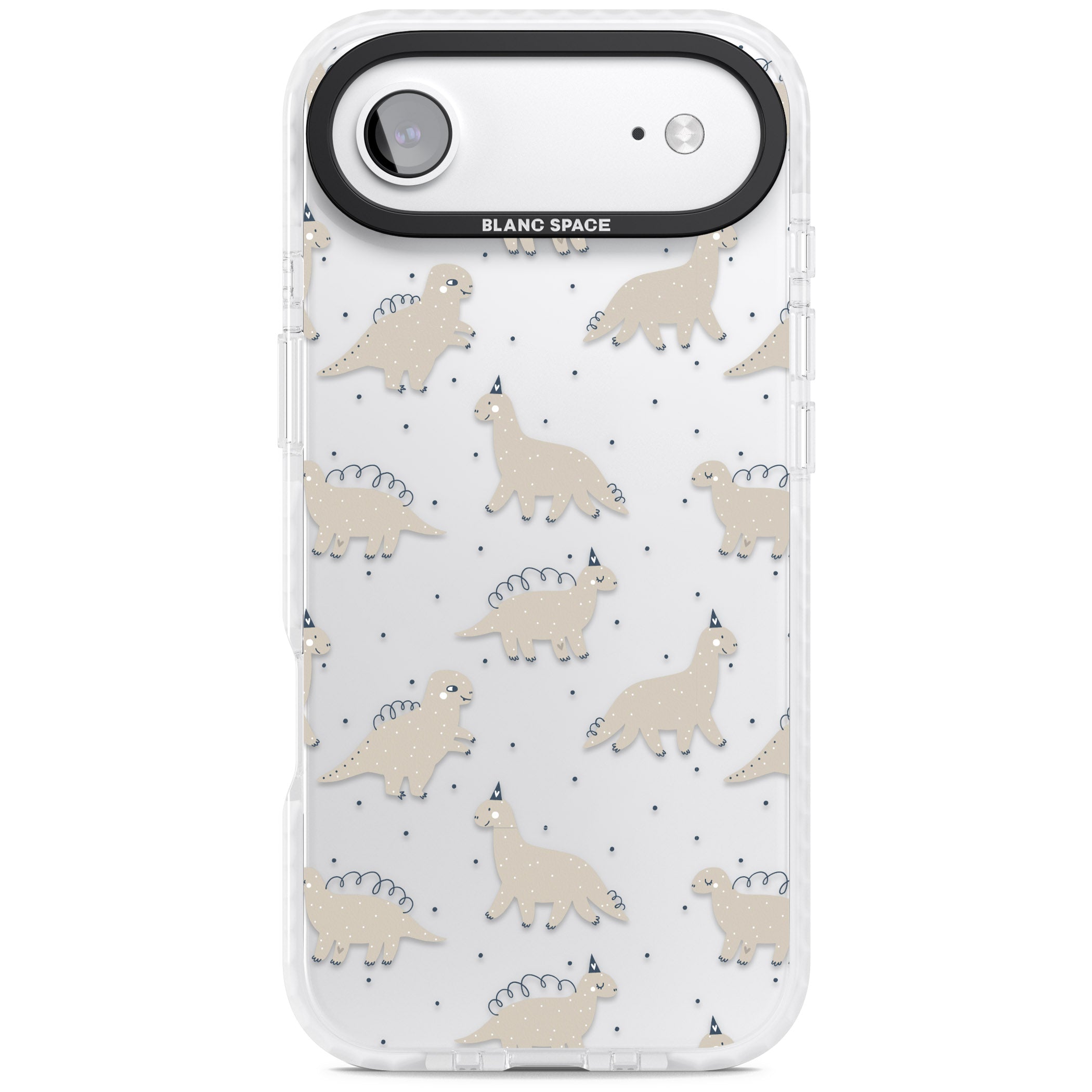 Adorable Dino Pattern iPhone 17 Air Impact Clear Phone Case