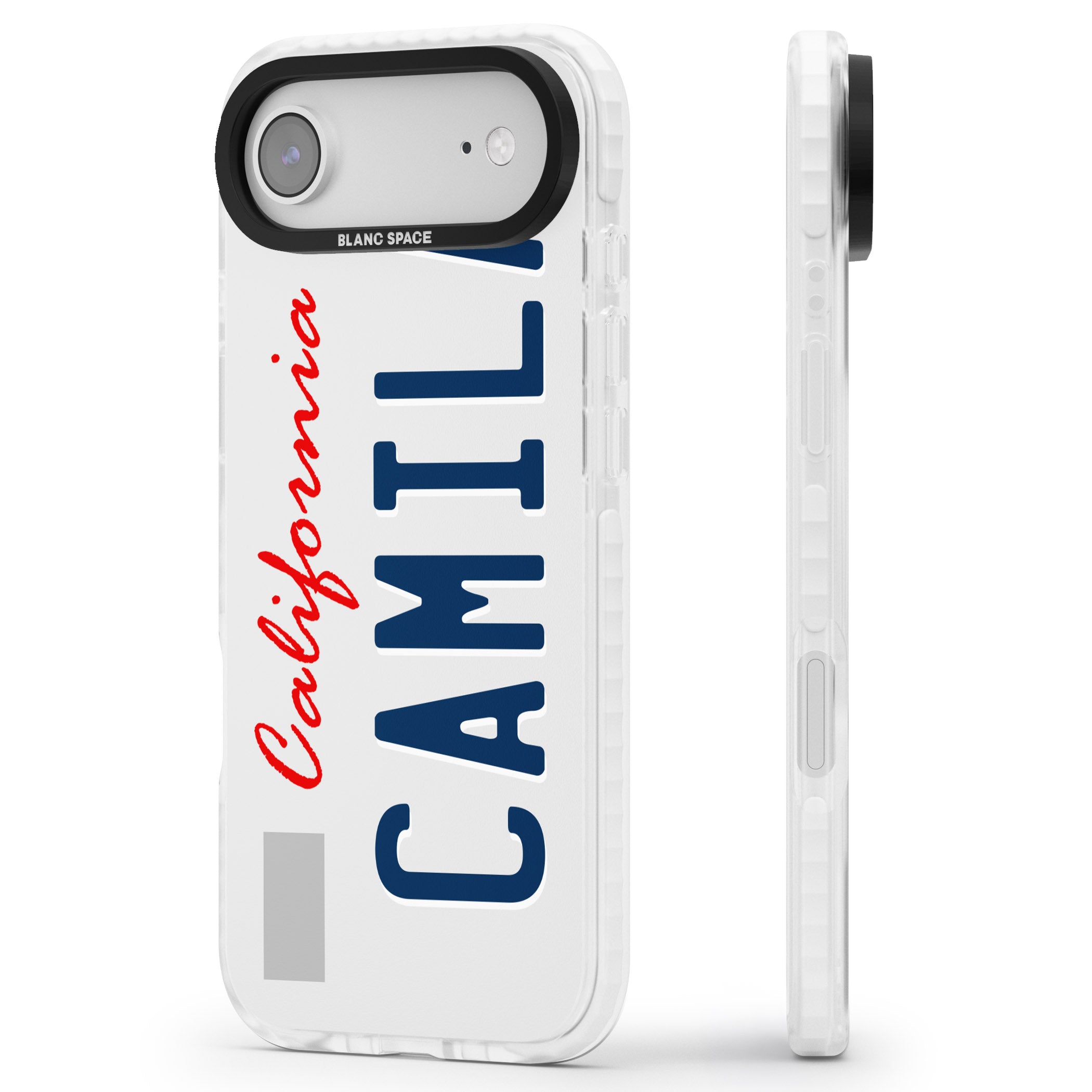 Personalised California License Plate iPhone 17 Air Impact Clear Phone Case Side Profile