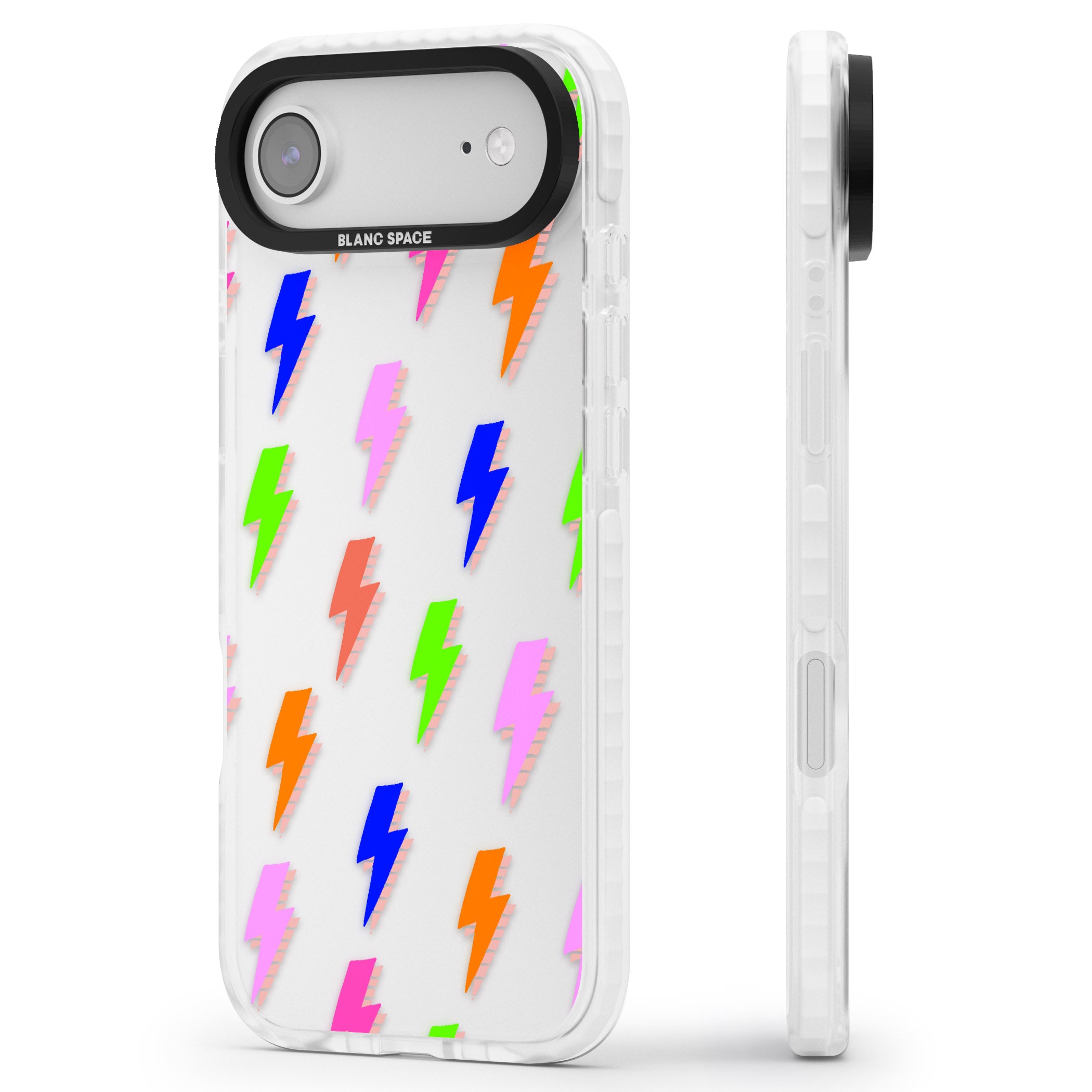 Rainbow Pop Lightning iPhone 17 Air Impact Clear Phone Case Side Profile