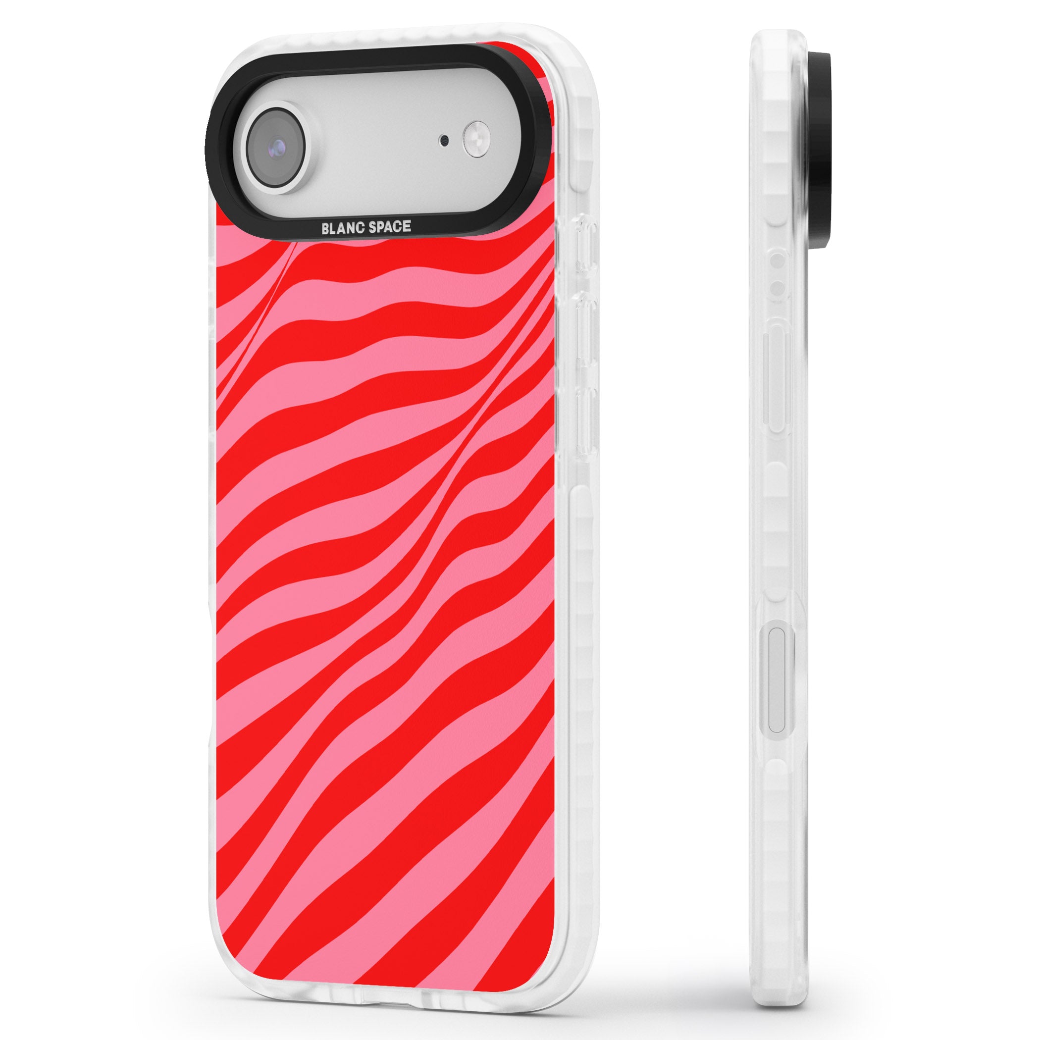 Pink & Red Distorted Line iPhone 17 Air Impact Clear Phone Case Side Profile