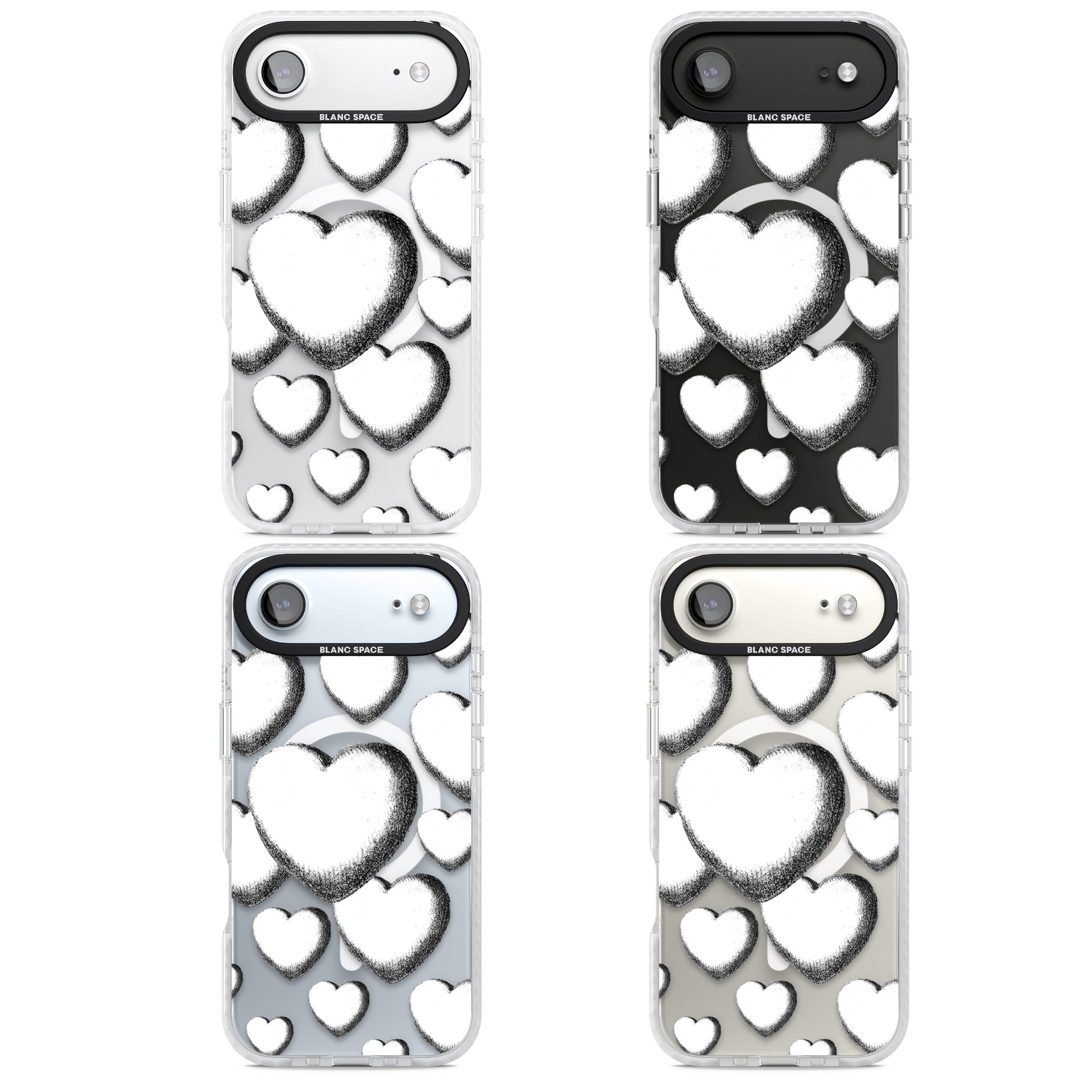 Hand Drawn Hearts iPhone 17 Air Impact Pro Clear Phone Case APT Impact Protection