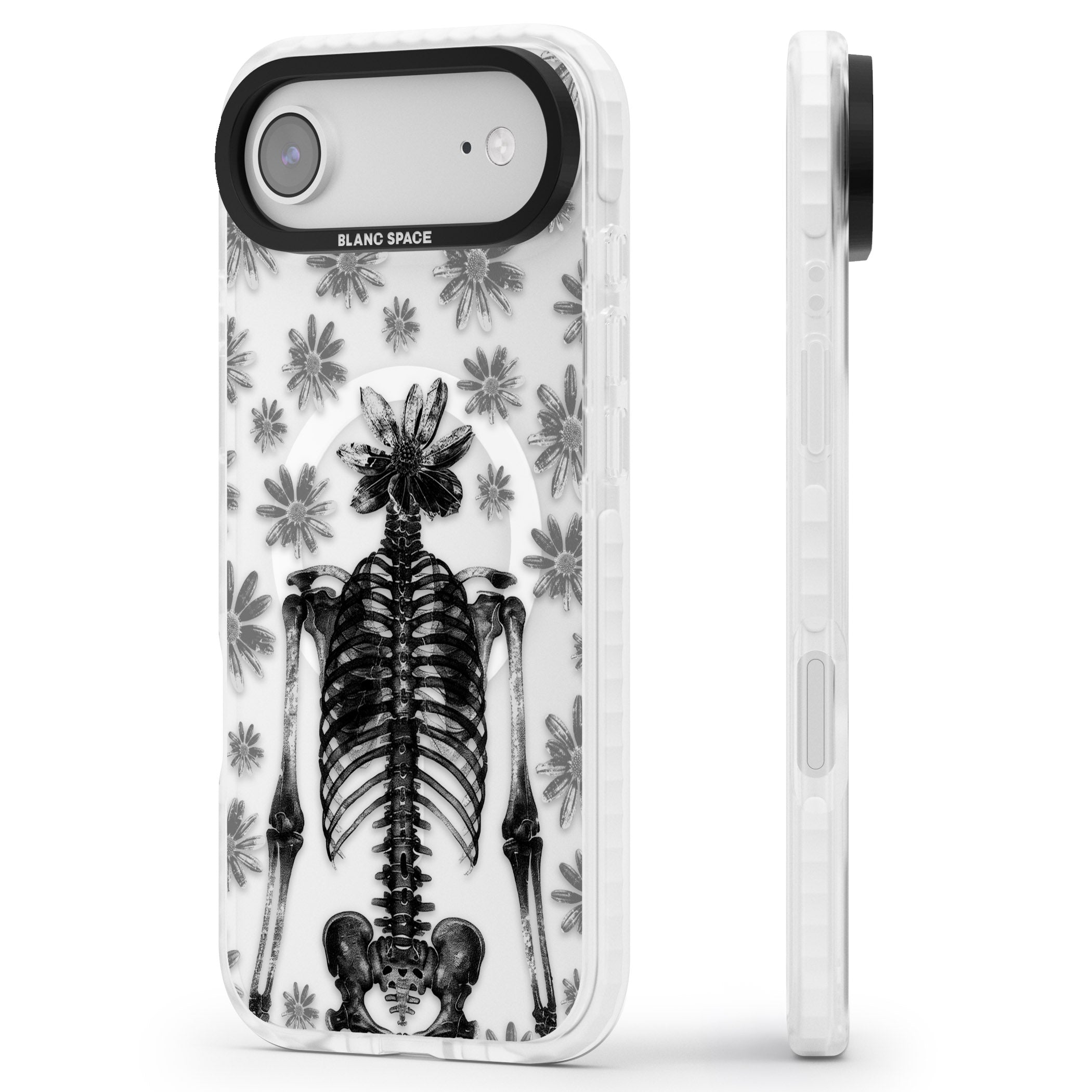 Skeleton Flower iPhone 17 Air Impact Pro Clear Phone Case Side Profile