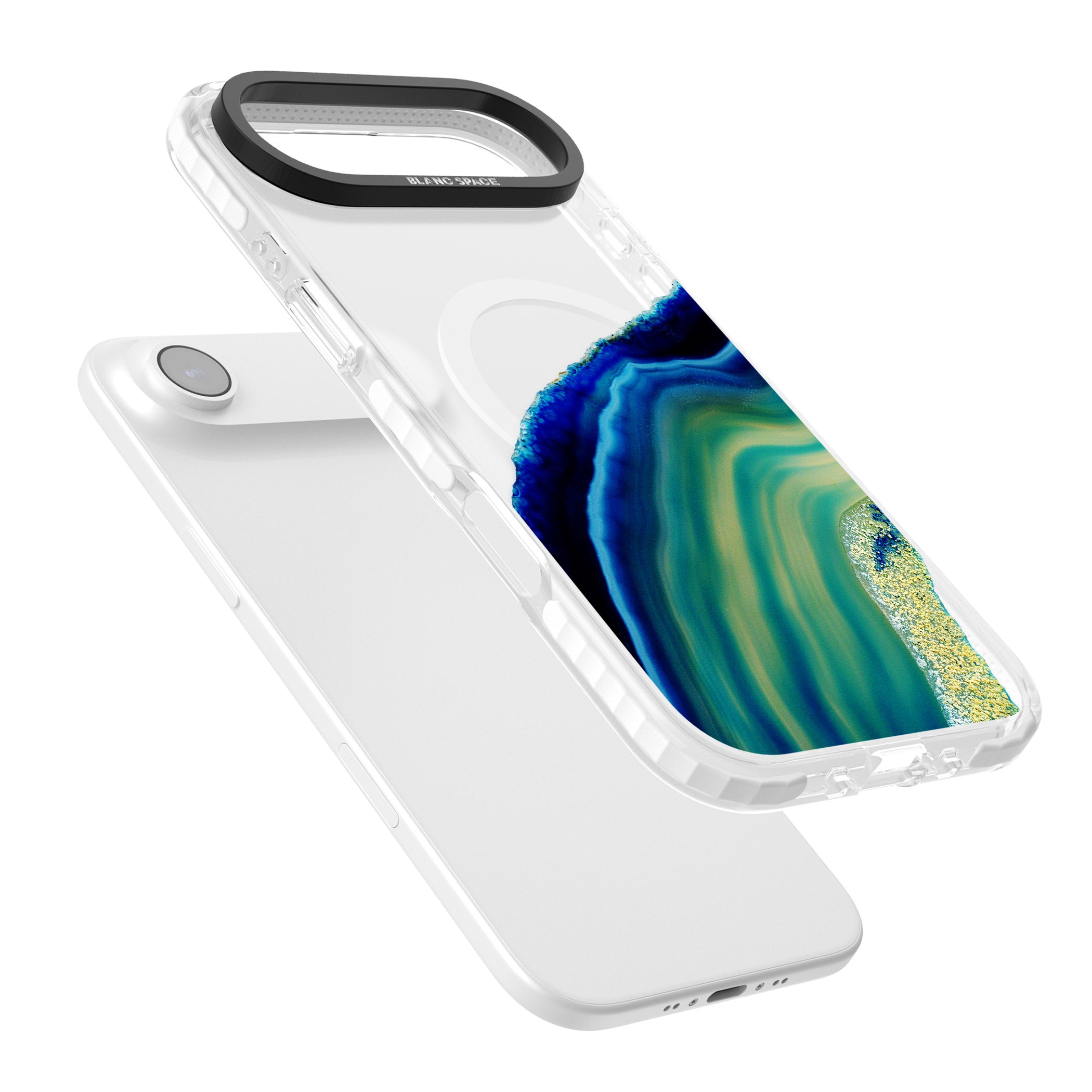 Green & Blue Emerald Geode iPhone 17 Air Impact Pro Clear Phone Case Colours