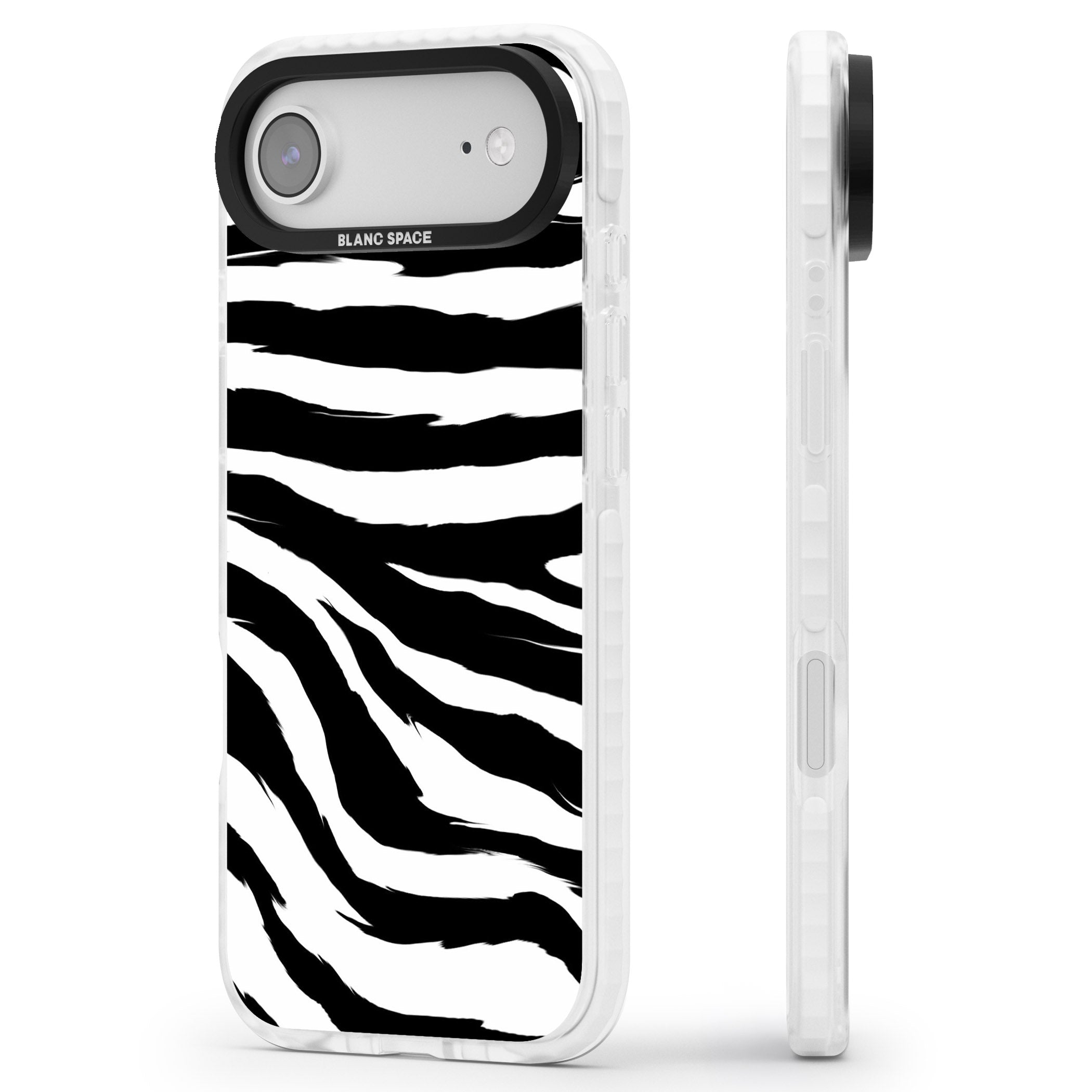 Black Zebra Print iPhone 17 Air Impact Pro Clear Phone Case Side Profile