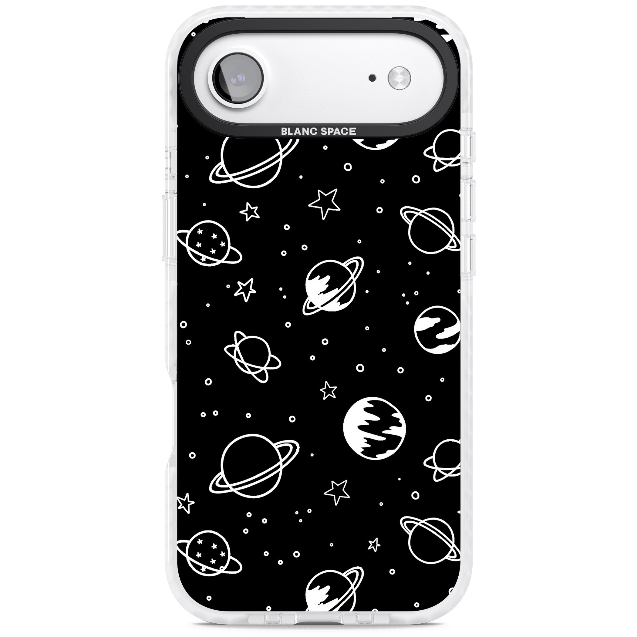 Cosmic Sketch White Black iPhone 17 Air Impact Pro Clear Phone Case