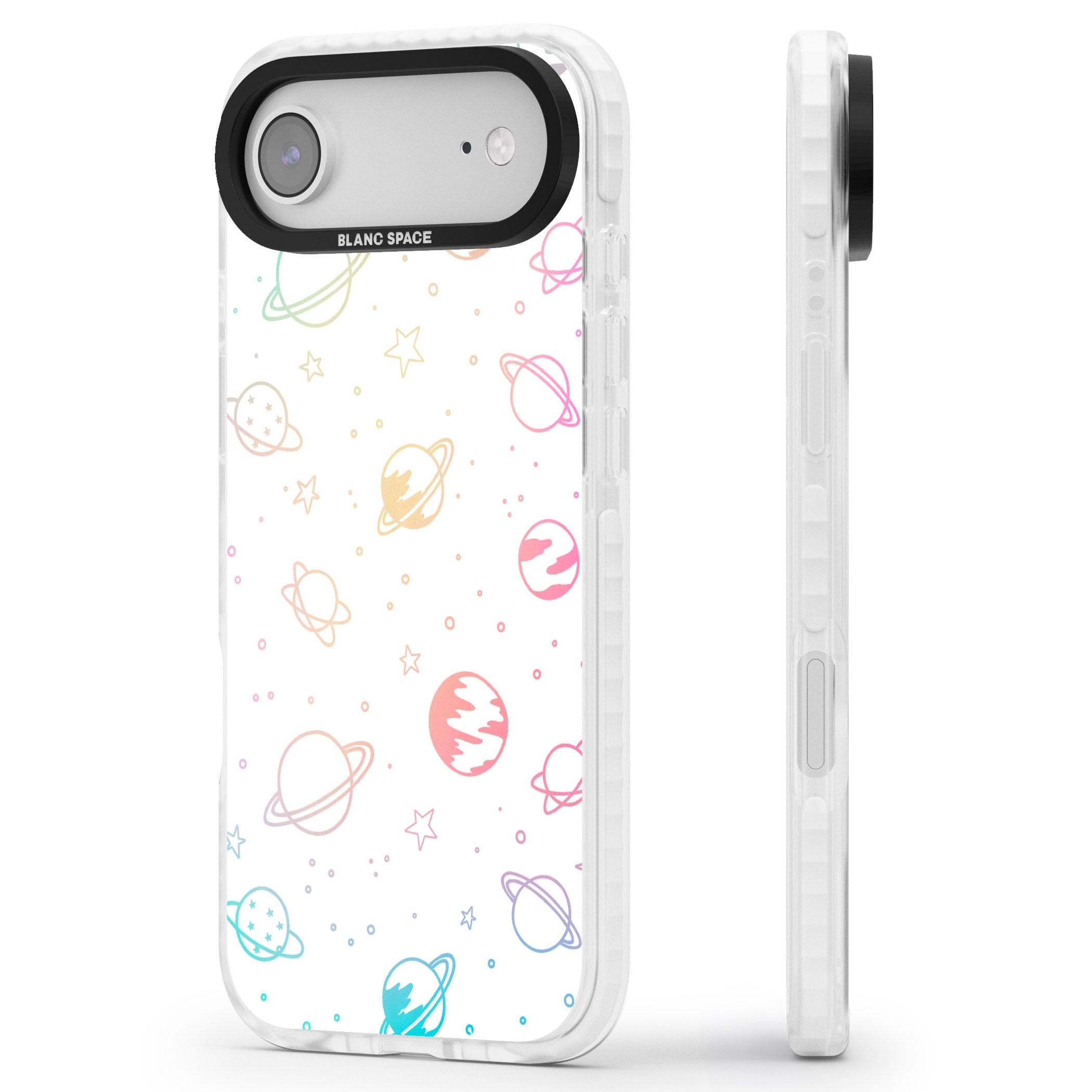Pastel Cosmic Galaxy iPhone 17 Air Impact Pro Clear Phone Case Side Profile