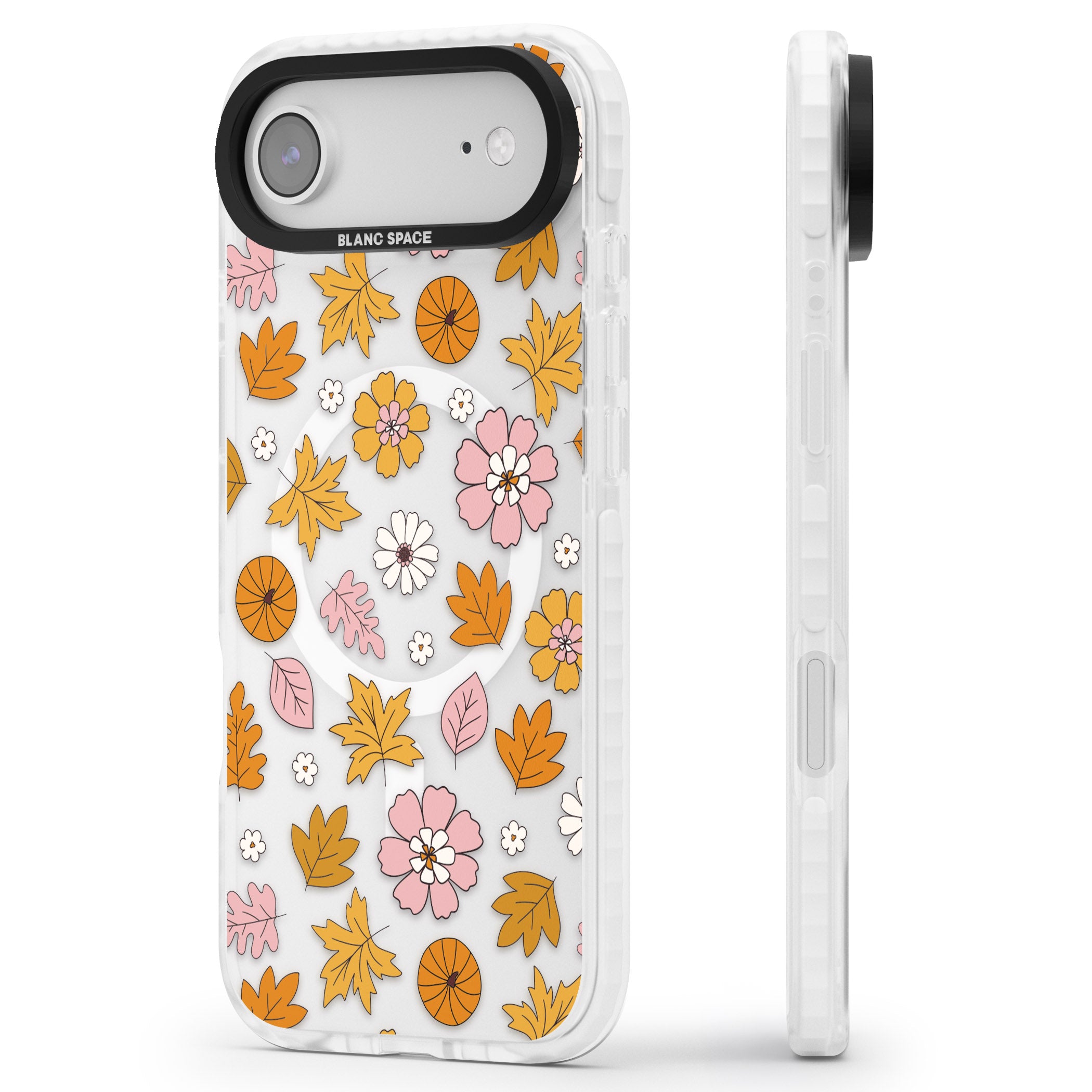 Autumn Leaves And Flowers iPhone 17 Air Impact Pro Clear Phone Case Side Profile