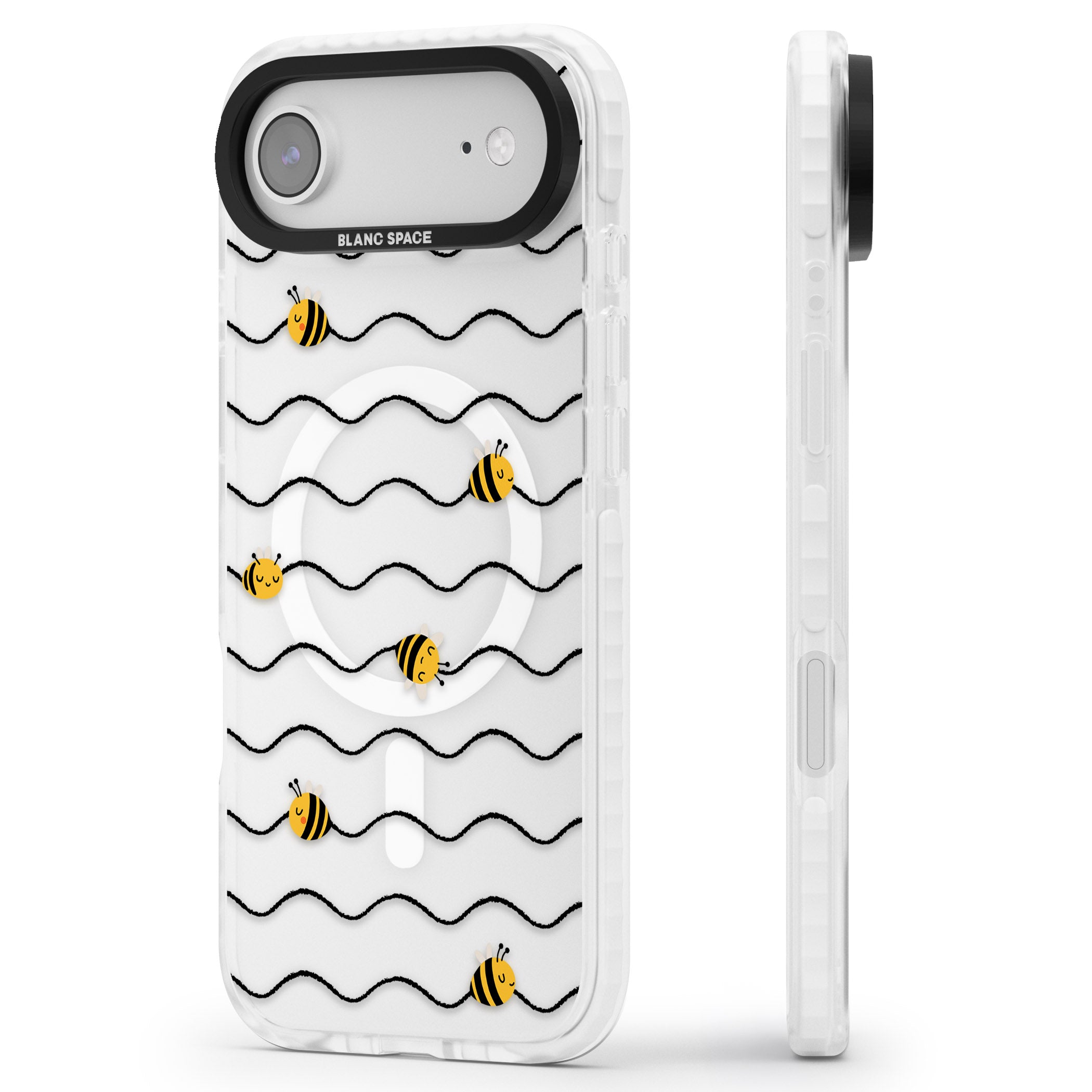 Bee Wave Pattern iPhone 17 Air Impact Pro Clear Phone Case Side Profile