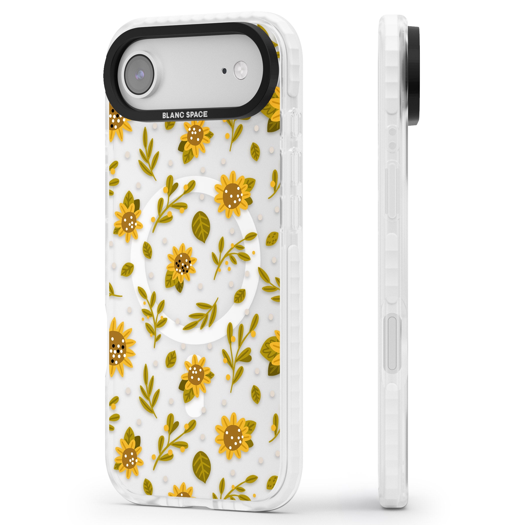 Bees & Sunflowers iPhone 17 Air Impact Pro Clear Phone Case Side Profile