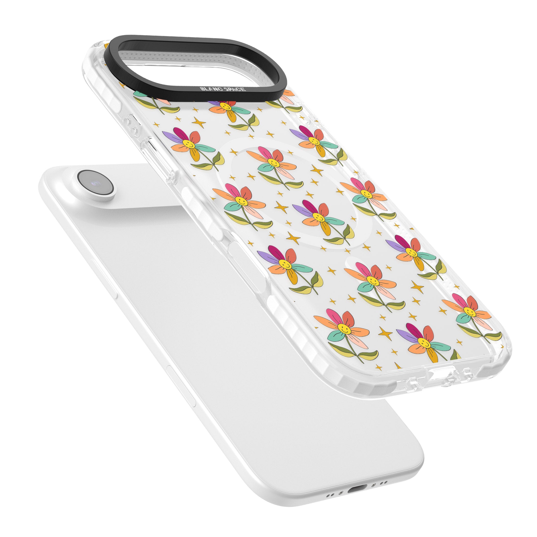 Boho Celestial Happy Flower iPhone 17 Air Impact Pro Clear Phone Case Colours