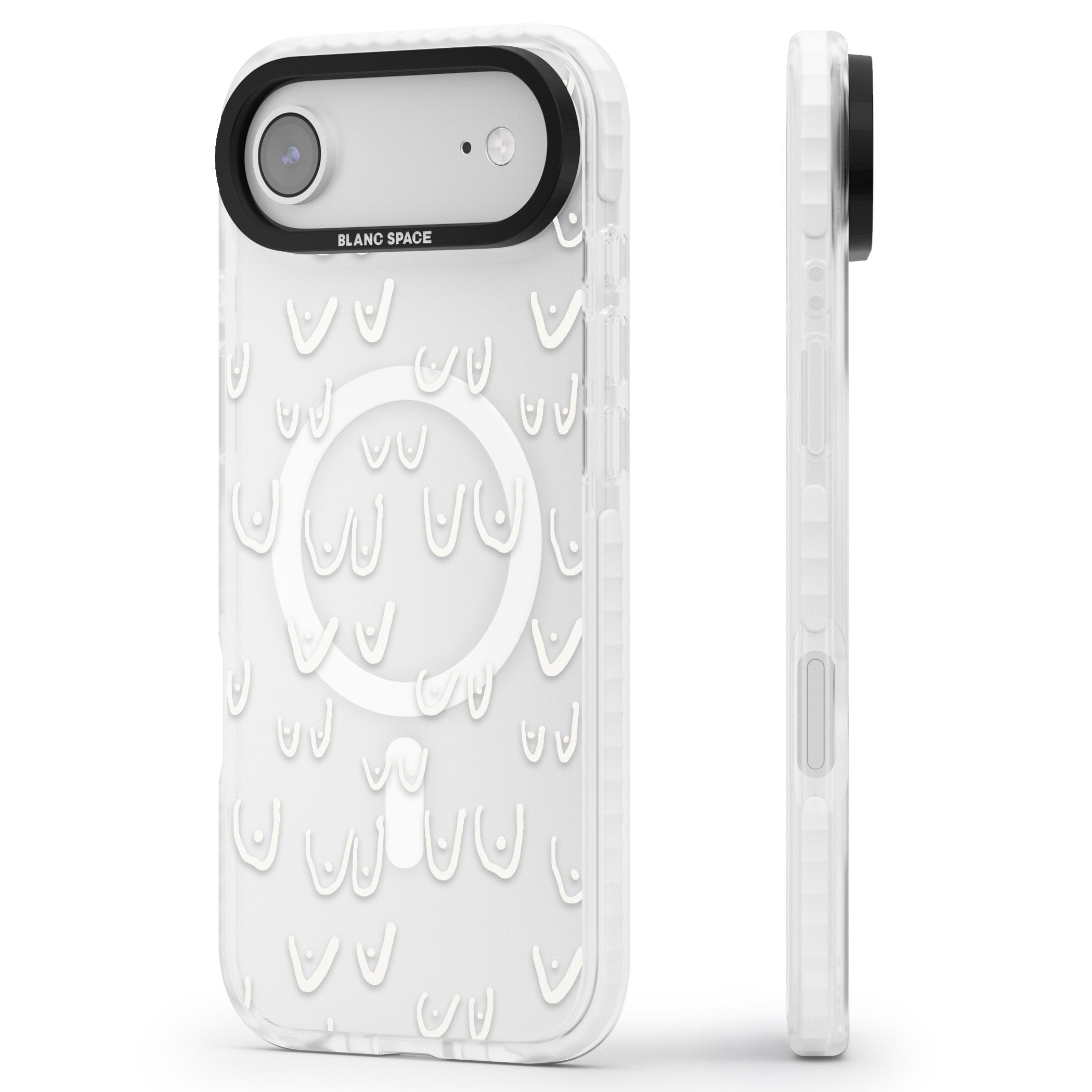 Boob Pattern (White) iPhone 17 Air Impact Pro Clear Phone Case Side Profile