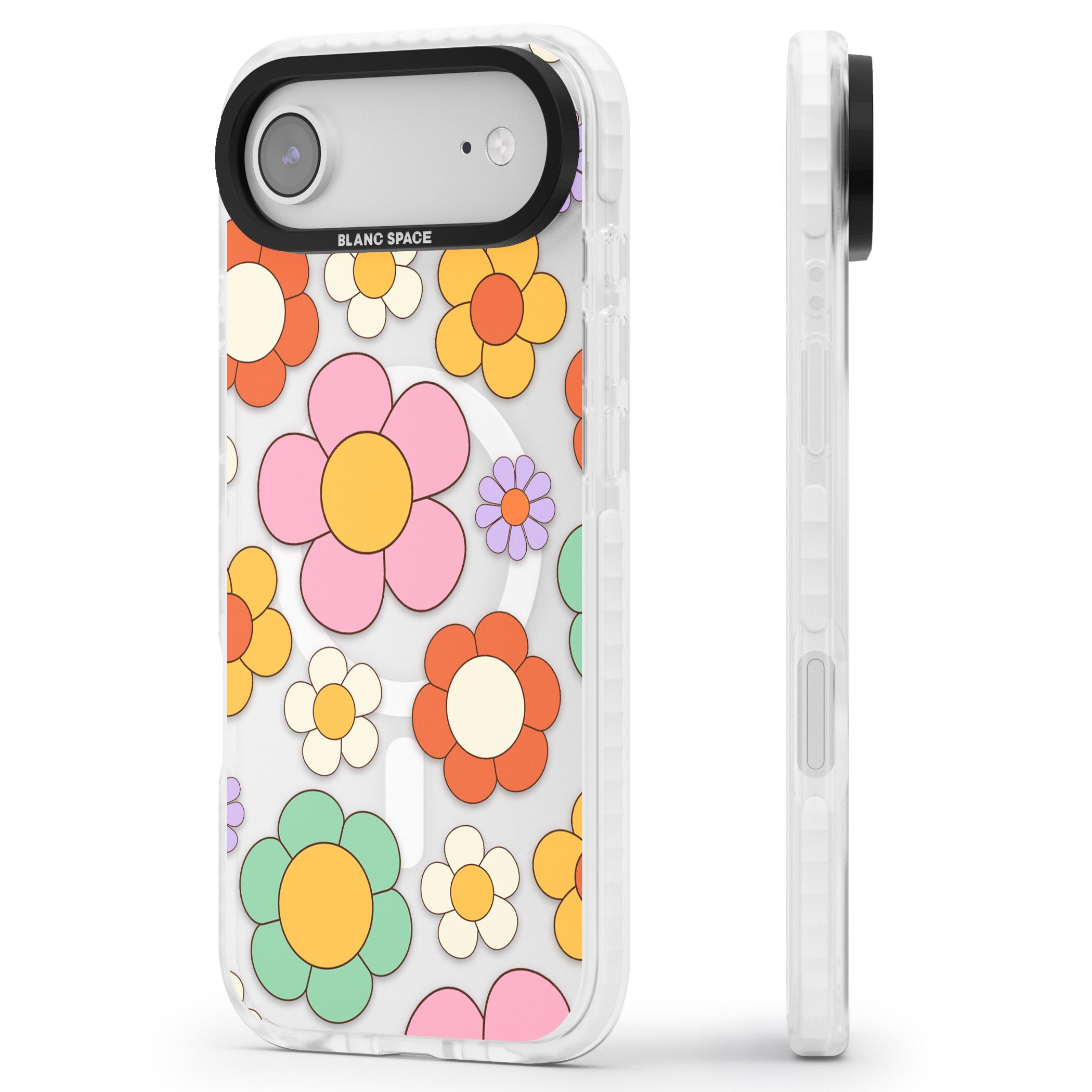 Groovy Blossoms iPhone 17 Air Impact Pro Clear Phone Case Side Profile