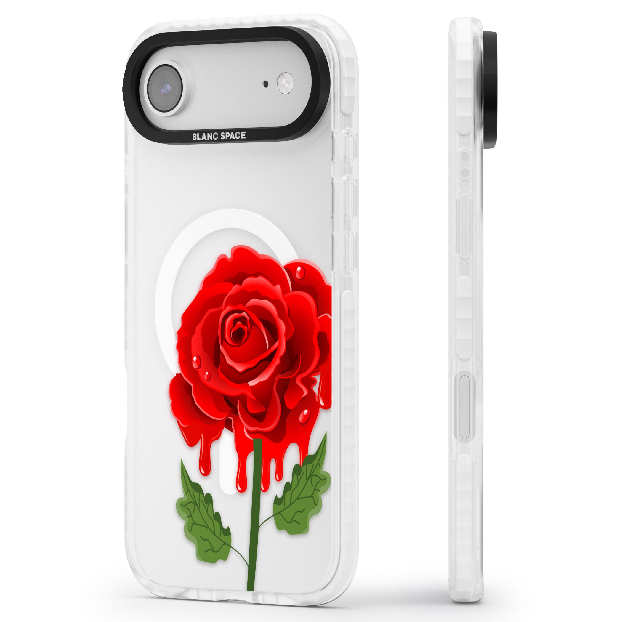 Melting Rose iPhone 17 Air Impact Pro Clear Phone Case Side Profile